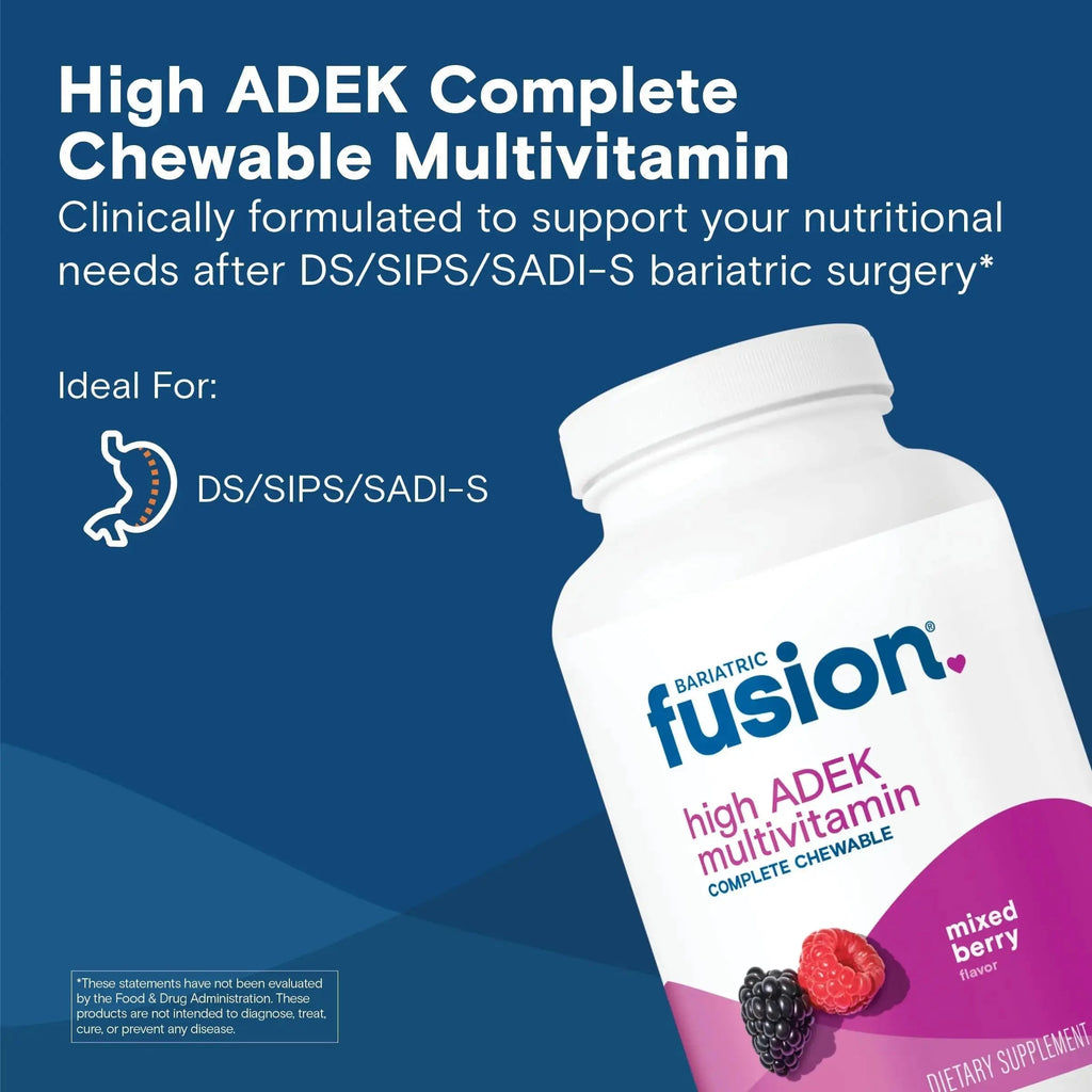 Bariatric Fusion Chewable Multivitamin with High ADEK Vitamins | Multi for Duodenal Switch Patients | Mixed Berry Flavored Tablets | Bariatric Fusion Au supplements