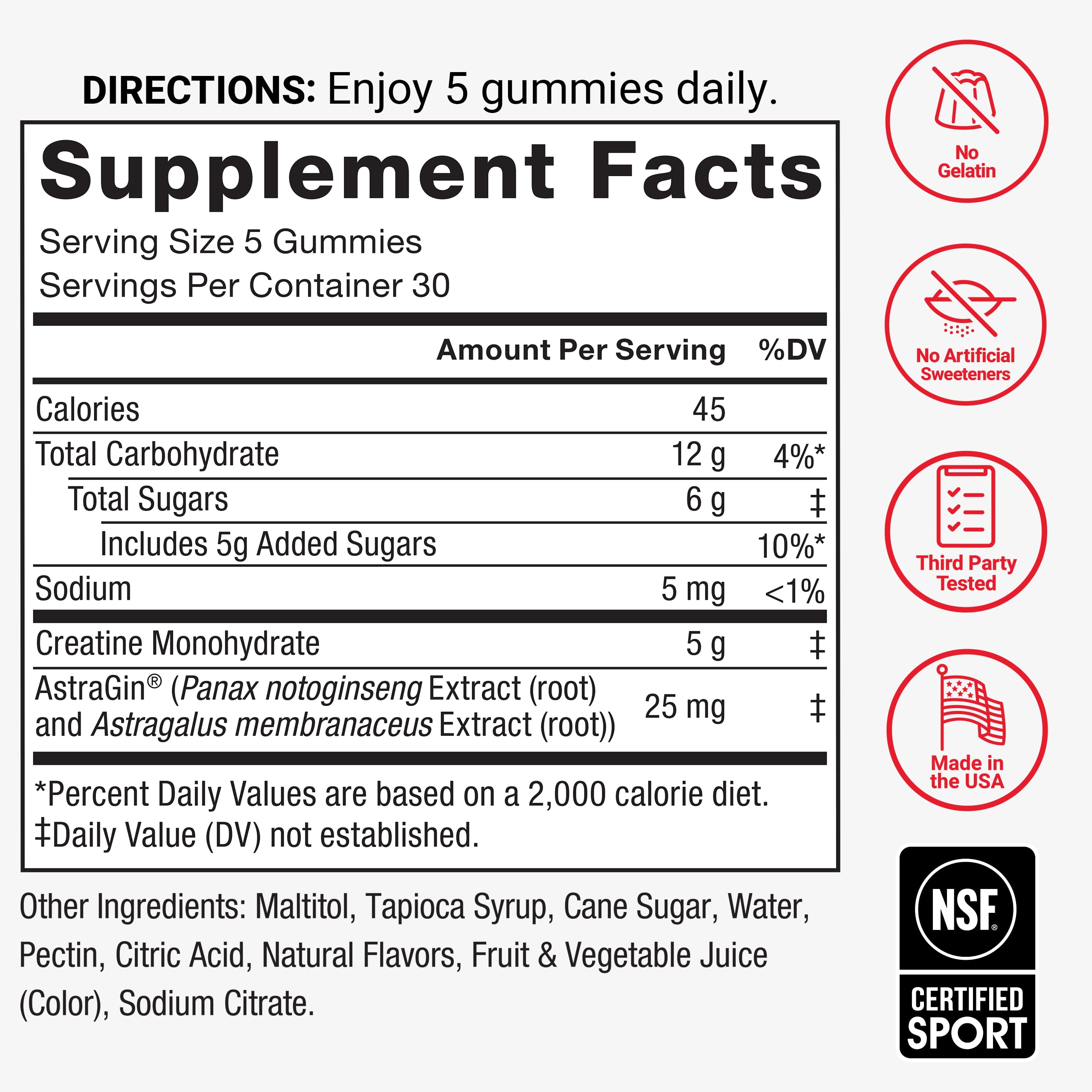 Force Factor Creatine Monohydrate Gummies, NSF Certified, 5g Dose for Men & Women to Support Muscle, Strength, Recovery, Cognitive Health & Memory, Mixed Berry, 150 Gummies Force Factor Au supplements