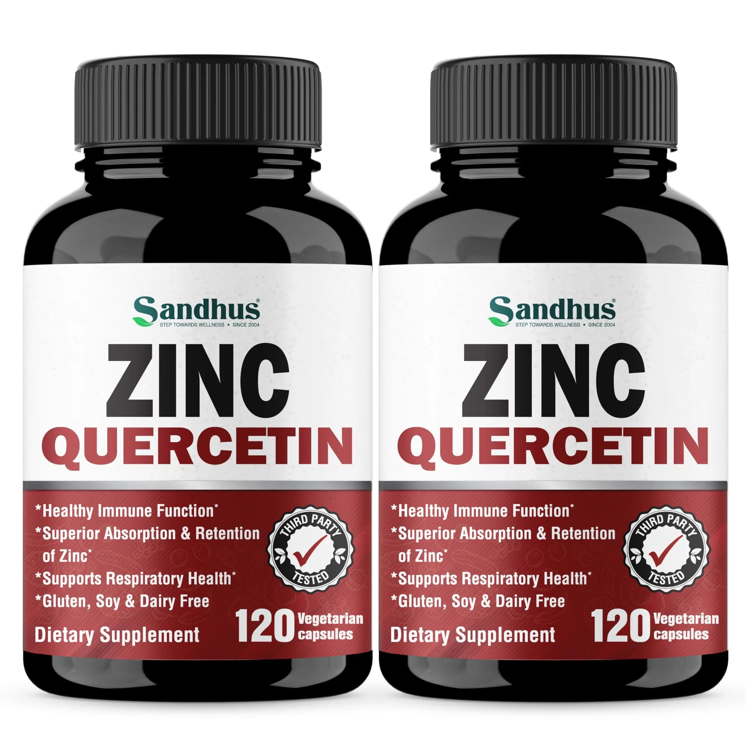 Zinc Quercetin Vegetarian Capsules 120 Ct- (2 Pack) Sandhu's Au supplements