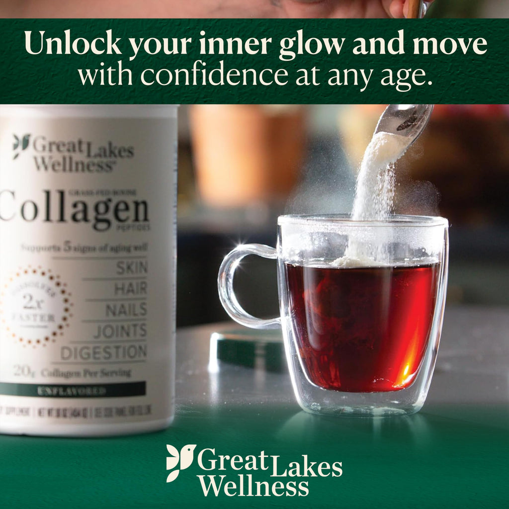 Great Lakes Wellness Collagen Peptides Powder – Supports Skin, Hair, Nails, Joints & Digestion – Hydrolyzed, Quick Dissolve