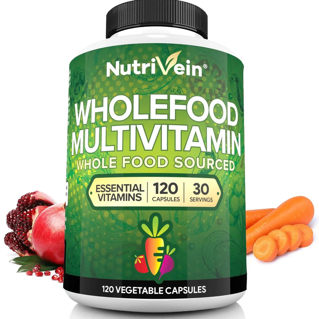 Nutrivein Whole Food Multivitamin for Men & Women – 120 Vegan Multivitamin Caps for Adults – Daily Energy, Immune & Heart Support Nutrivein Au supplements