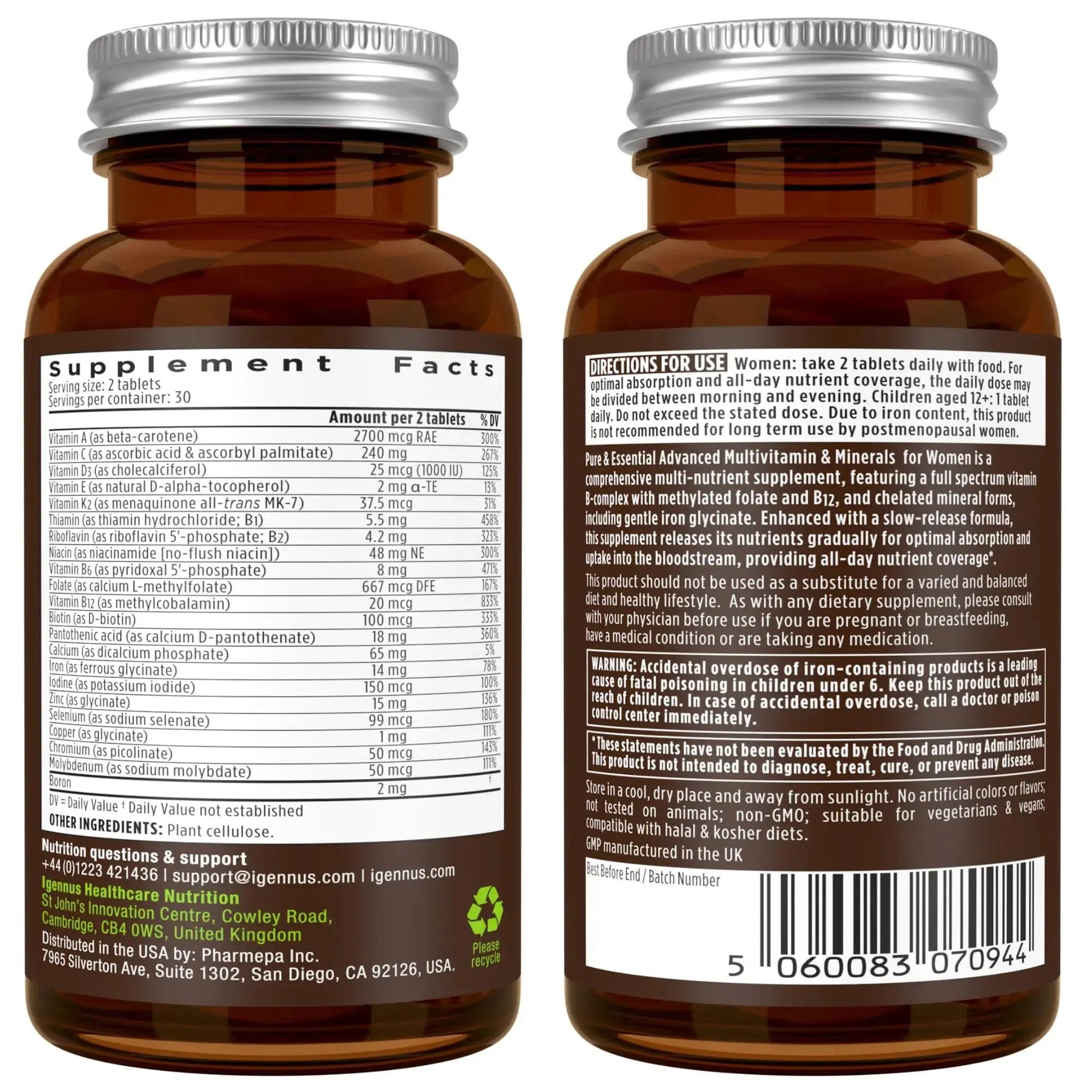 Multivitamin & Minerals for Women + Advanced Kids Multivitamin Gummy Vegan Bundle, with Methylated B-Vitamins, Vitamin A, C, D3 & E Igennus Healthcare Nutrition Au supplements