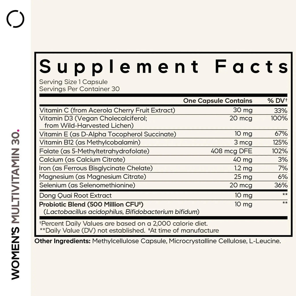 Codeage Women’s Multivitamin - Vitamins A, C, D3, E, B6, B12, Folate, Calcium, Magnesium, Iron, Dong Quai, Probiotics - 1 Capsule Per Serving Codeage Au supplements