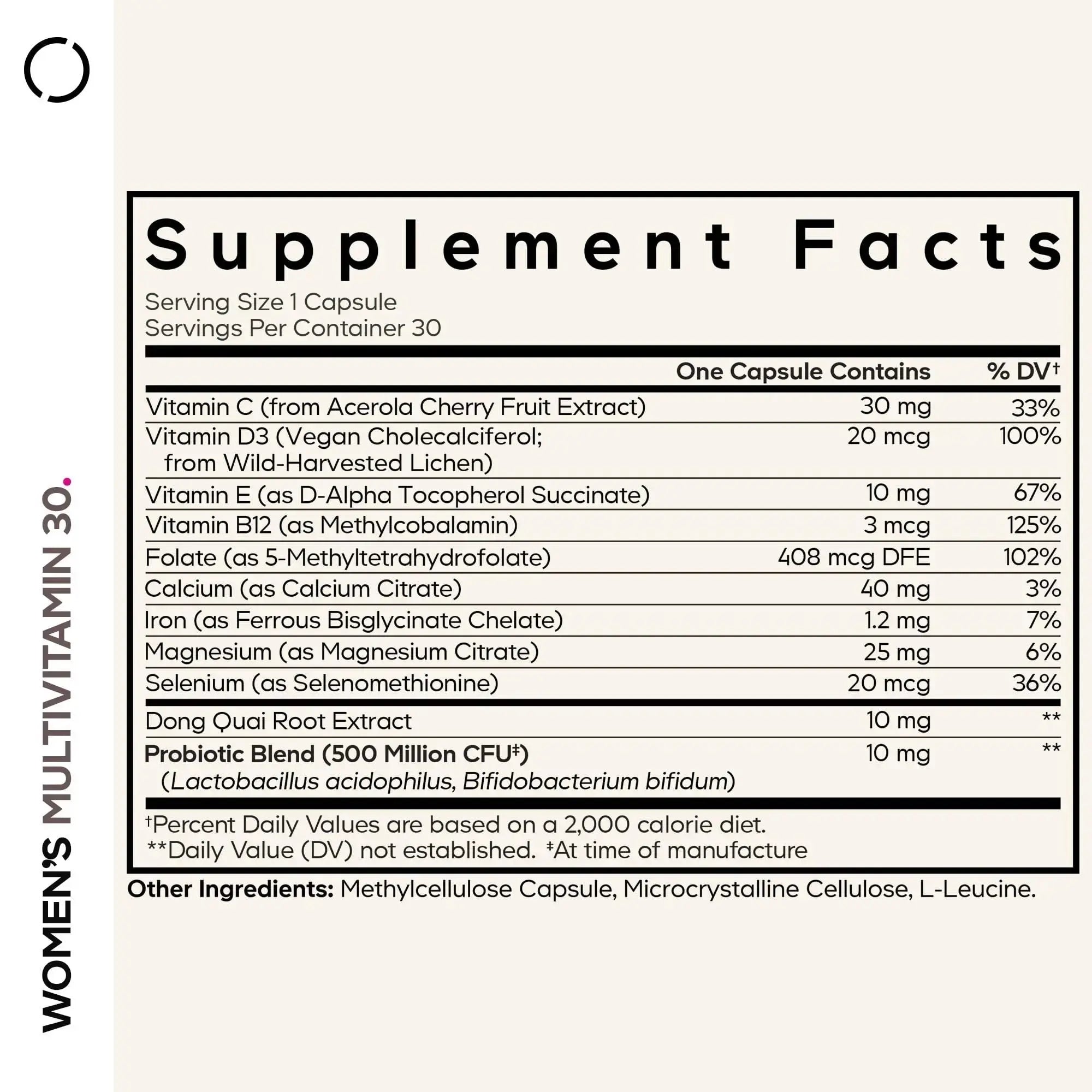 Codeage Women’s Multivitamin - Vitamins A, C, D3, E, B6, B12, Folate, Calcium, Magnesium, Iron, Dong Quai, Probiotics - 1 Capsule Per Serving Codeage Au supplements