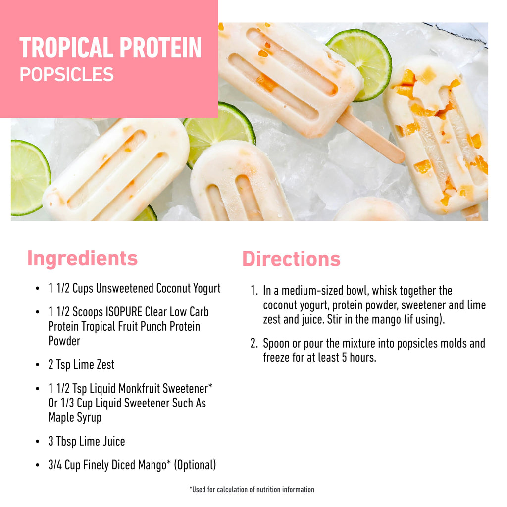 Isopure Clear Whey Isolate Protein Powder, Lactose Free, Gluten Free, Naturally Flavored, Tropical Punch, 20g Protein Per Serving, 14.1 Oz, 16 Servings (Packaging May Vary)