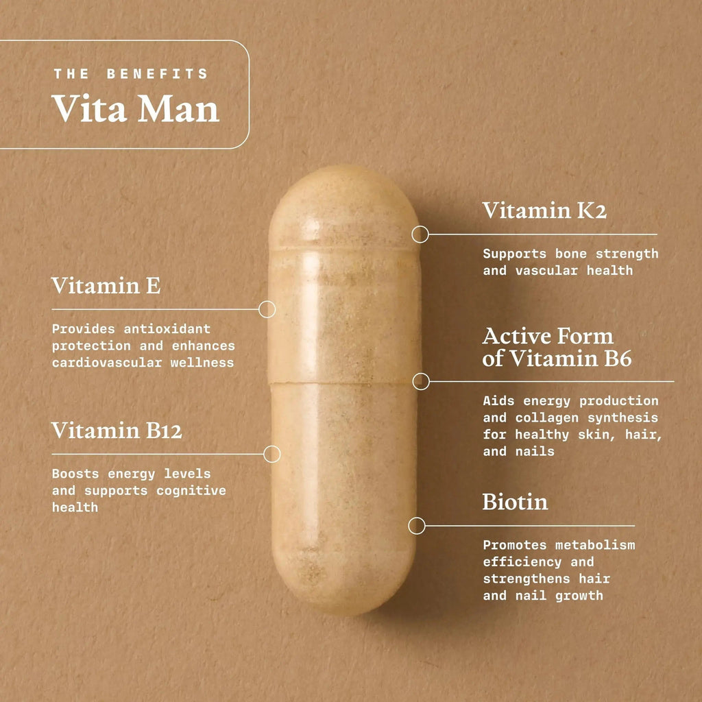 Ultra Life Sport - VITA Man Premium Men's Multivitamin - 30 Capsule Daily Vitamins for Men with Vitamin E, K2 MK-7, and B Vitamins for Maximum Absorption Ultra Life Sport Au supplements
