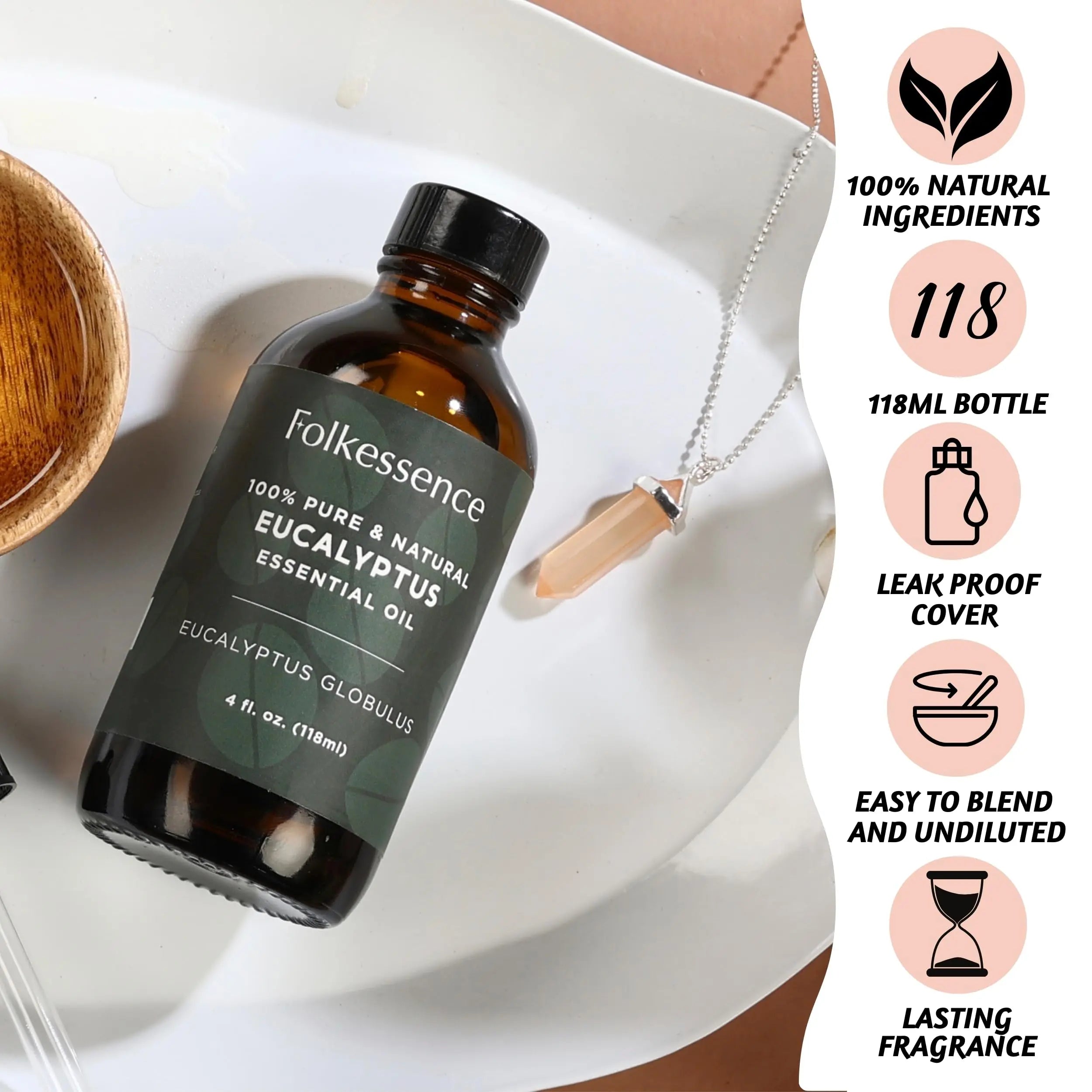 Folkulture Eucalyptus Essential Oil for Diffuser - 4 Fl Oz - 100% Pure, Natural and Undilluted Essential Oil Folkulture Au supplements