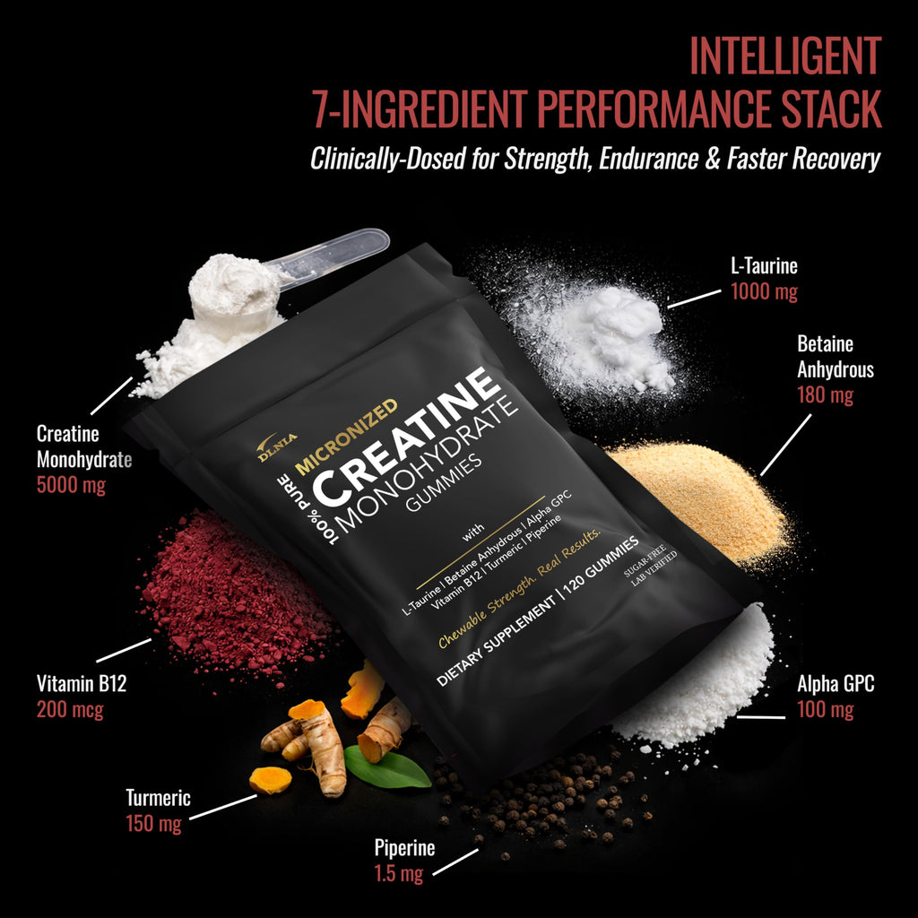 Creatine Monohydrate Gummies for Men & Women - Sugar Free & Vegan Advanced Formula W/L-Taurine + Vitamin B12 - for Muscle Strength, Muscles Builder, Recovery,