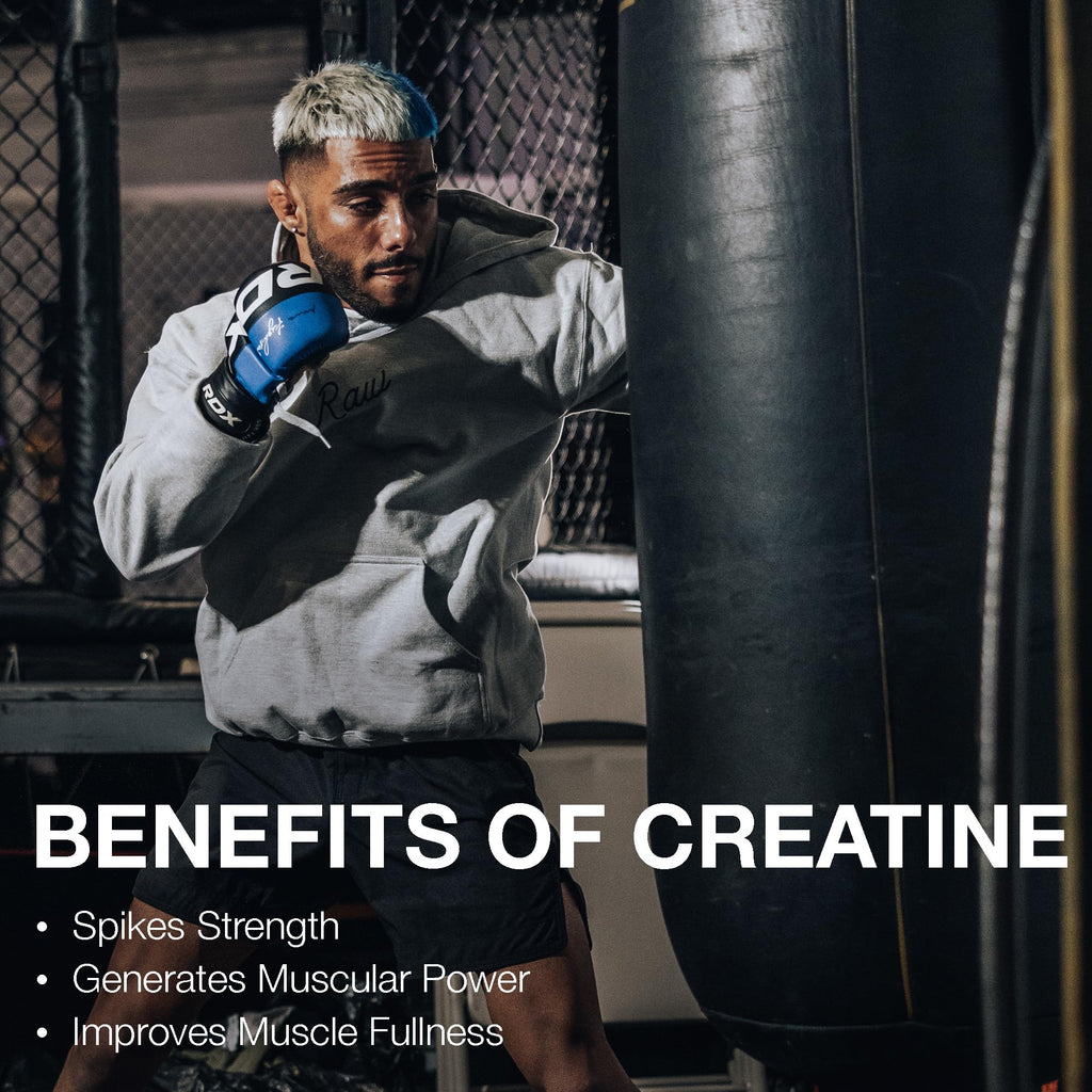 RAW Nutrition Creatine Monohydrate Powder, Unflavored (30 Servings) - Micronized Creatine Monohydrate Supplement for Workout Performance, Build Muscle & Strength