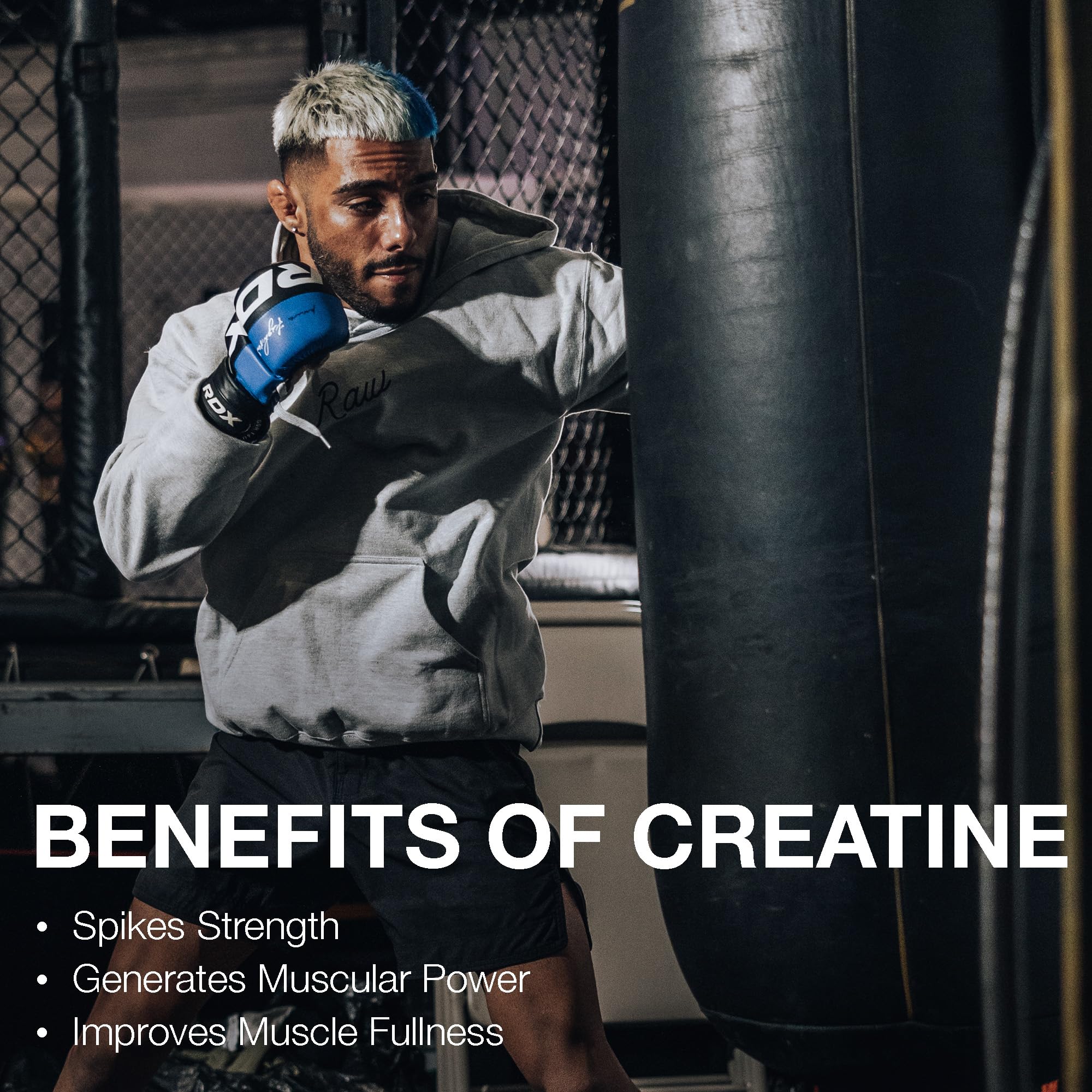 RAW Nutrition Creatine Monohydrate Powder, Unflavored (30 Servings) - Micronized Creatine Monohydrate Supplement for Workout Performance, Build Muscle & Strength