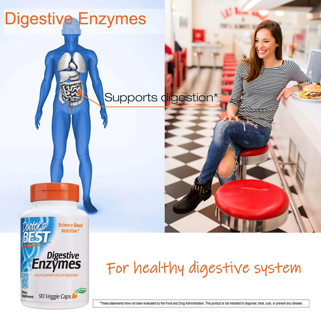 Doctor's Best Digestive Enzymes Non-GMO Vegetarian Gluten Free, 90 Cap Doctor's BEST Au supplements