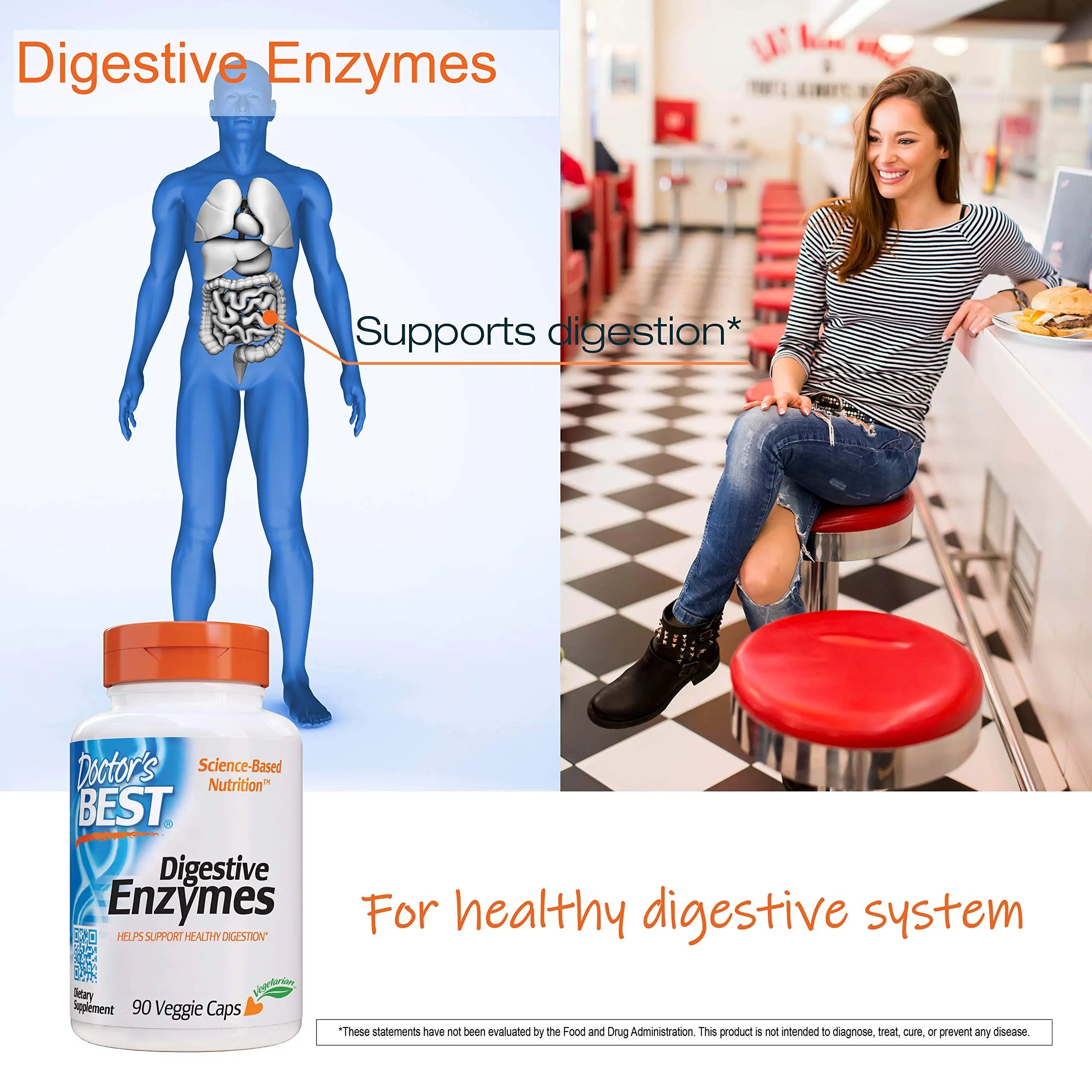 Doctor's Best Digestive Enzymes Non-GMO Vegetarian Gluten Free, 90 Cap Doctor's BEST Au supplements