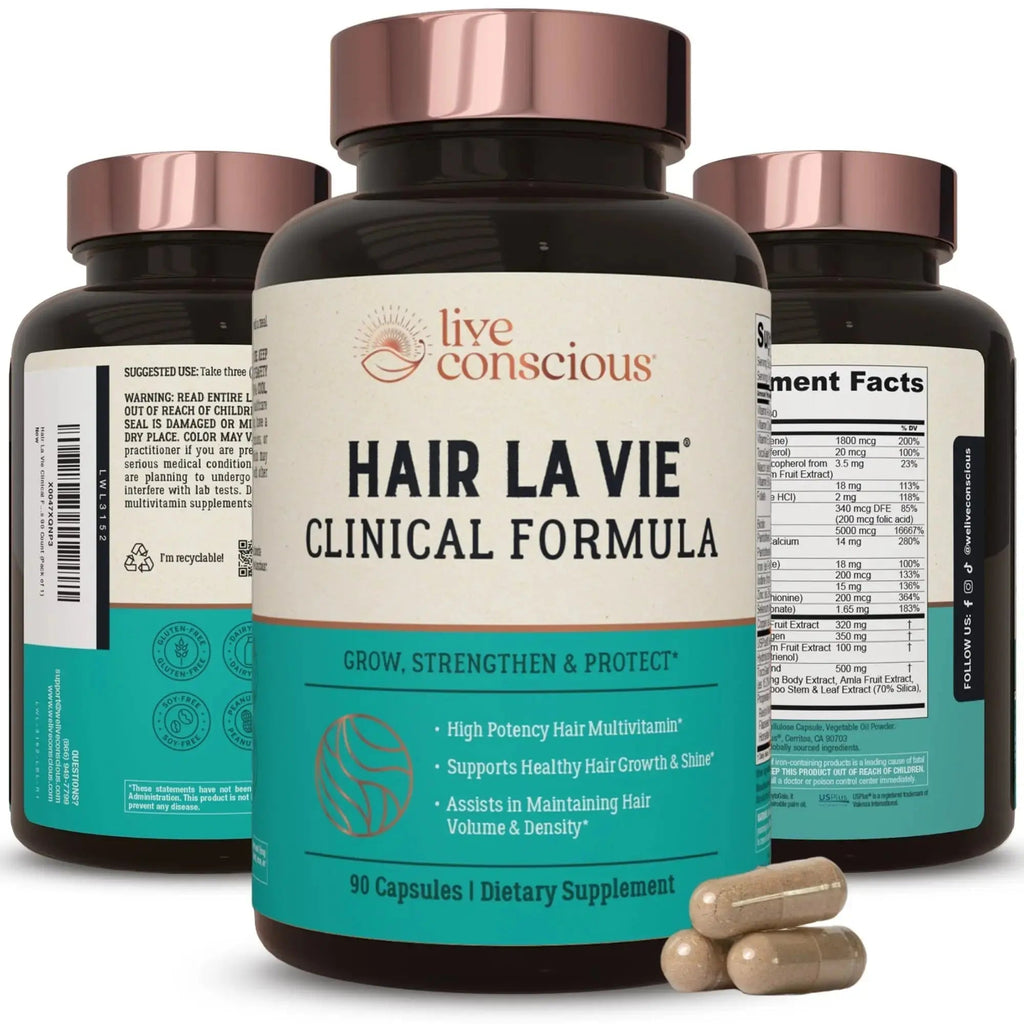 Hair La Vie Live Conscious Clinical Formula Hair Growth Vitamins for Women and Men w/Biotin, Collagen & Saw Palmetto (Pack of 1) Hair La Vie Au supplements
