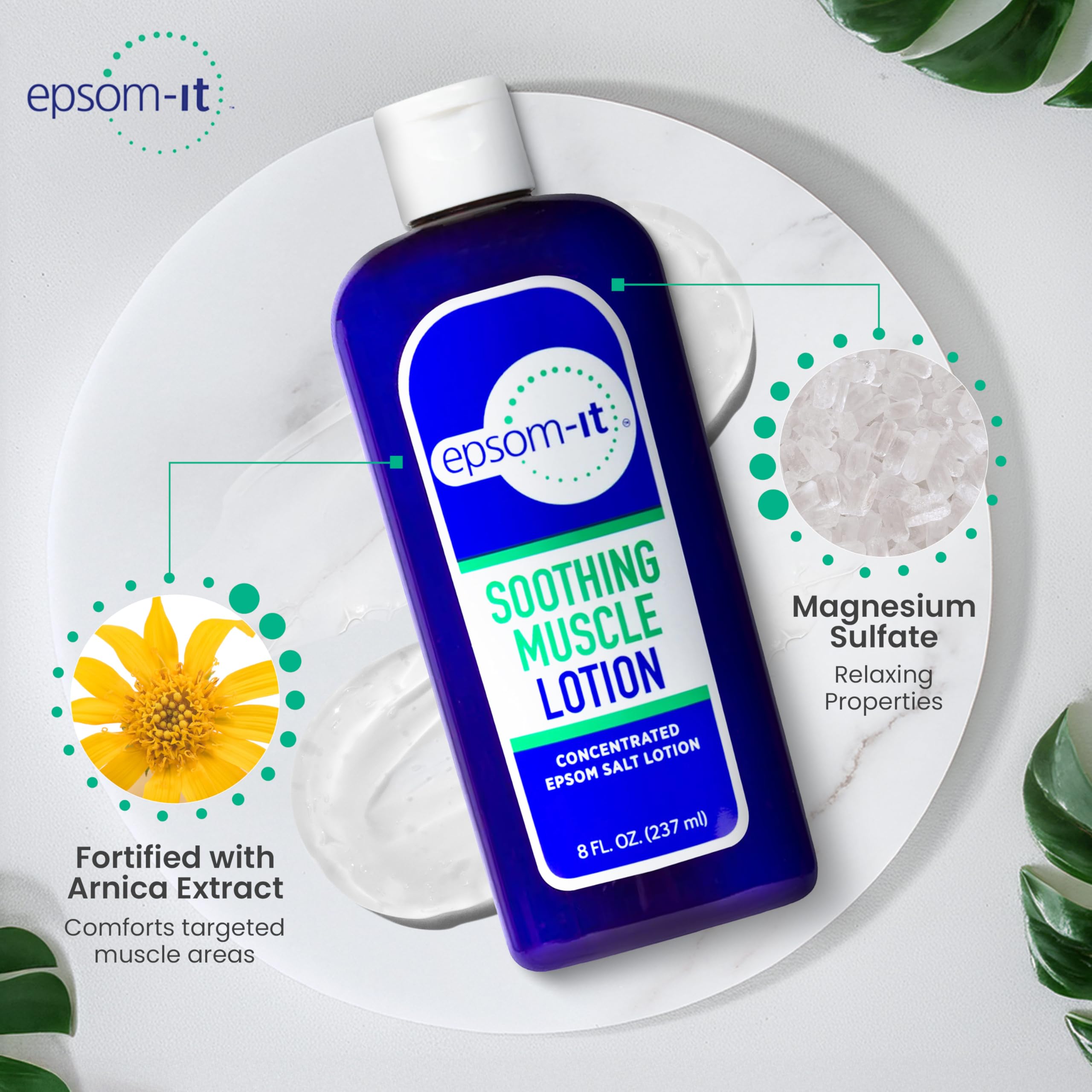 Epsom-It Soothing Muscle Magnesium Lotion – Epsom Salt Topical Cream with Arnica and Magnesium Sulfate - Designed for Muscle Stiffness, Leg Cramps, Feet, Knees and Achy Feet - 8.0 oz EPSOM-IT Au supplements