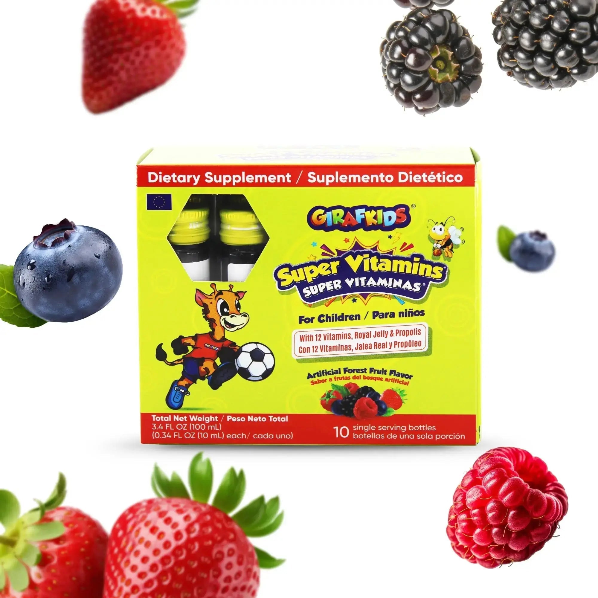 GirafKids Super Vitamins for Kids with Royal Jelly and Propolis, 10 multivitamin servings - Wellness Formula Vitamin C, B Complex, D3, E & Folic Acid PHARMADEL Au supplements