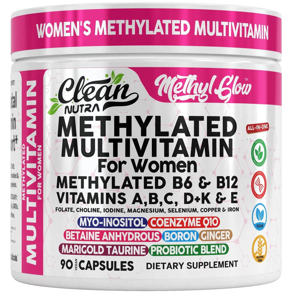 Methylated Multivitamin for Women Vitamins B6 Methyl B12 A B C D K E Folate Choline Omega 3 Thiamine Riboflavin Iron Clean Nutraceuticals Au supplements
