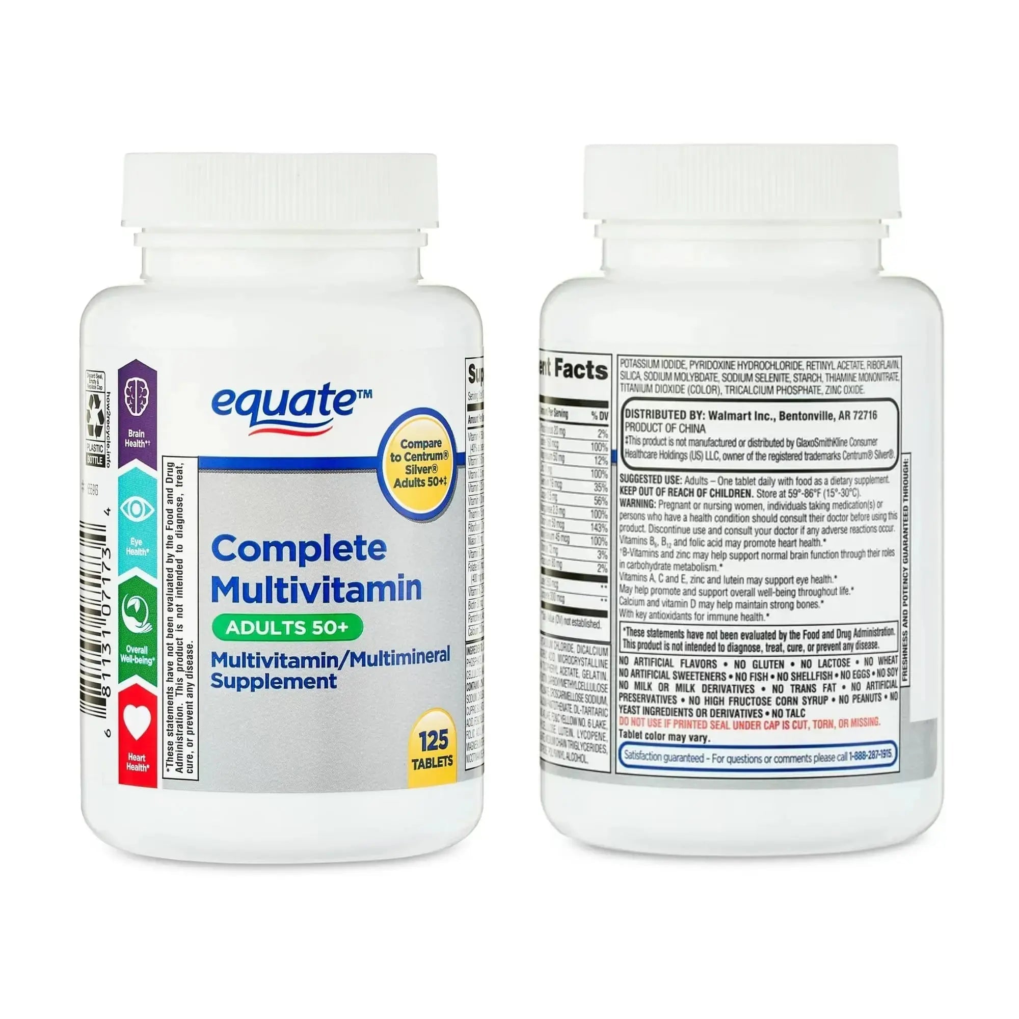 Equate Adult 50+ One Daily Complete Multivitamin Multimineral Supplement Tablets, Healthy Brain Aus Healthcare Au supplements