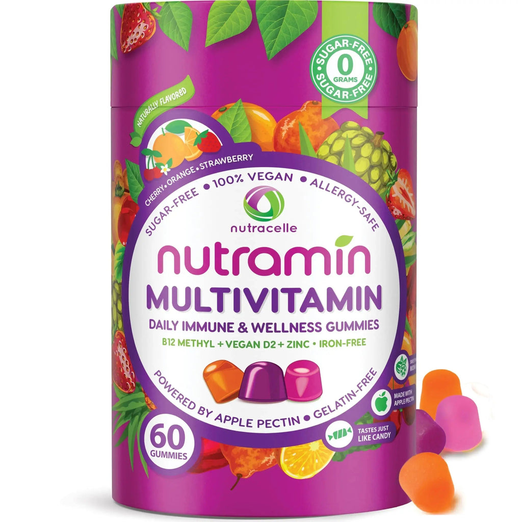 NUTRAMIN Daily Vegan Keto Multivitamin Gummies Non-GMO Natural Vitamin C D + Zinc for Immunity, Plant-Based, Sugar-Free, Nut-Free Nutracelle Au supplements