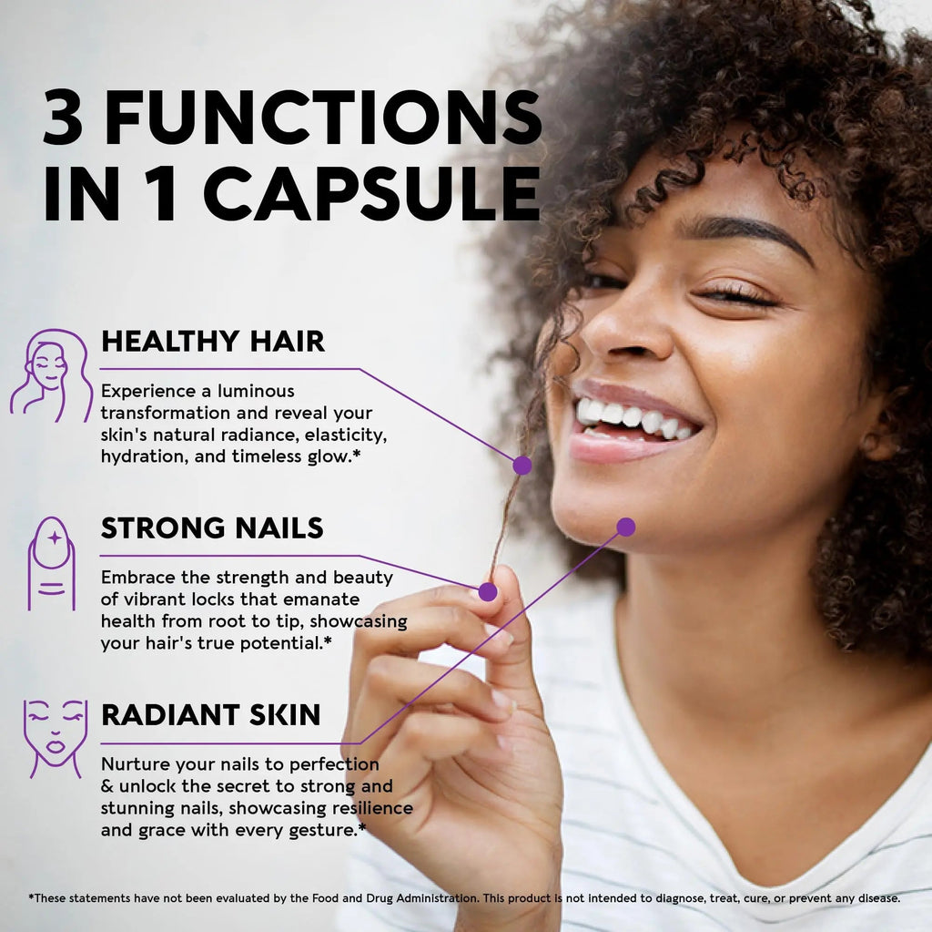 Biotin | Collagen | Keratin | Hyaluronic Acid - Hair Growth Support Pills, 25000 mcg NUTRAHARMONY Au supplements