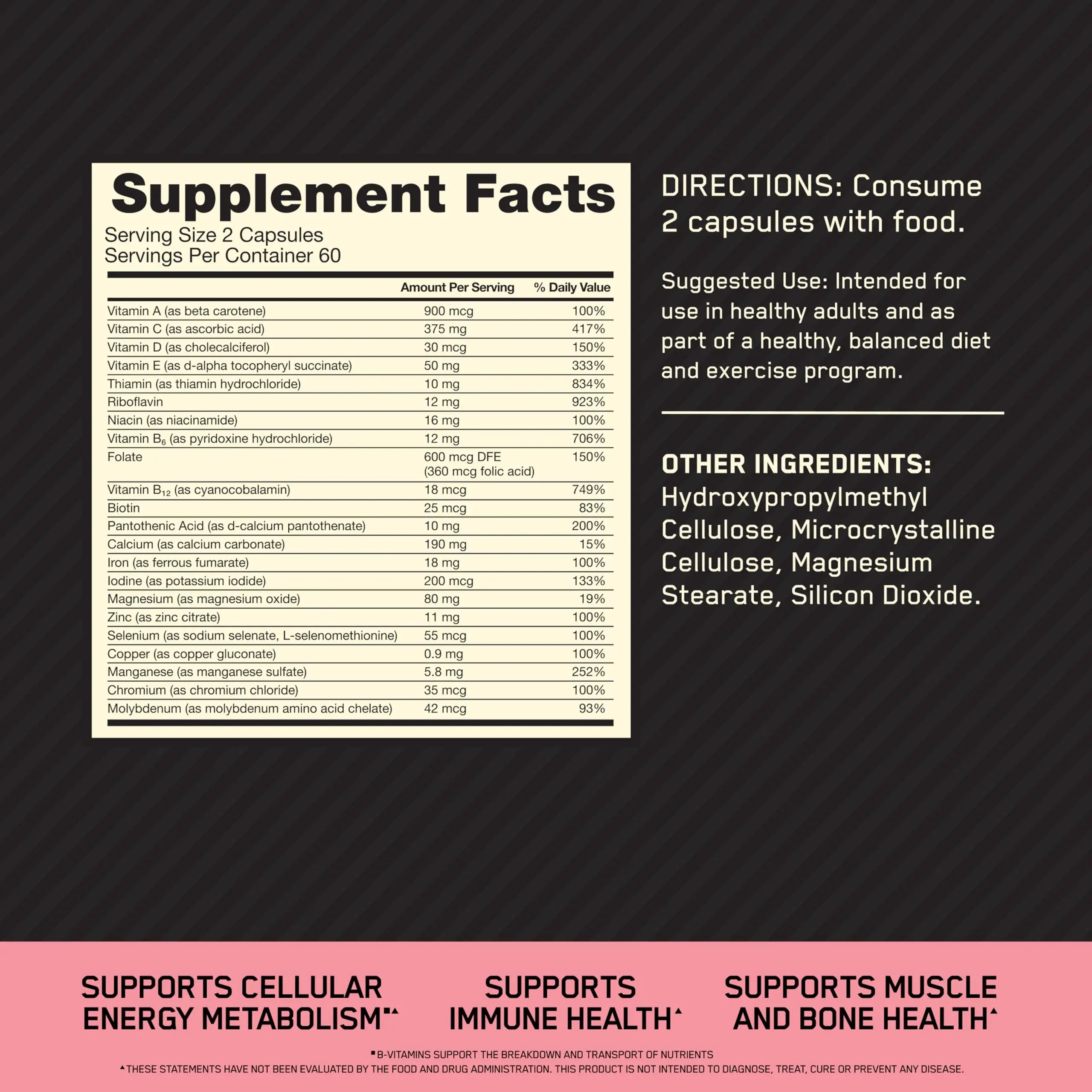 Optimum Nutrition Opti-Women, Vitamin C, Zinc and Vitamin D for Immune Support Womens Daily Multivitamin Supplement with Iron, Capsules, 120 Count Optimum Nutrition Au supplements