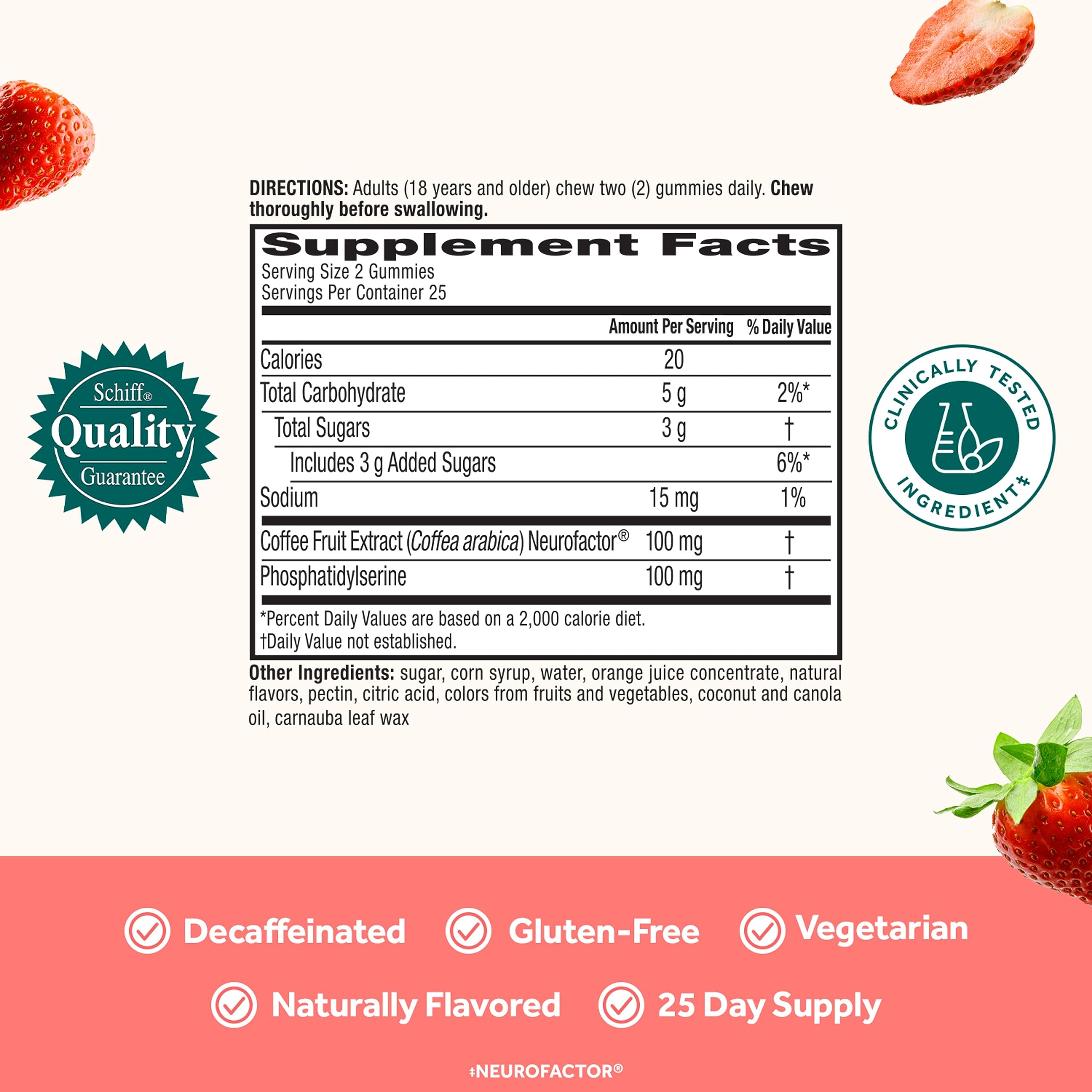 NEURIVA Original Brain Supplement for Memory, Focus & Concentration + Learning & Accuracy with Clinically Tested Nootropics Phosphatidylserine and Neurofactor, Strawberry Flavor, 50 Gummies NEURIVA Au supplements