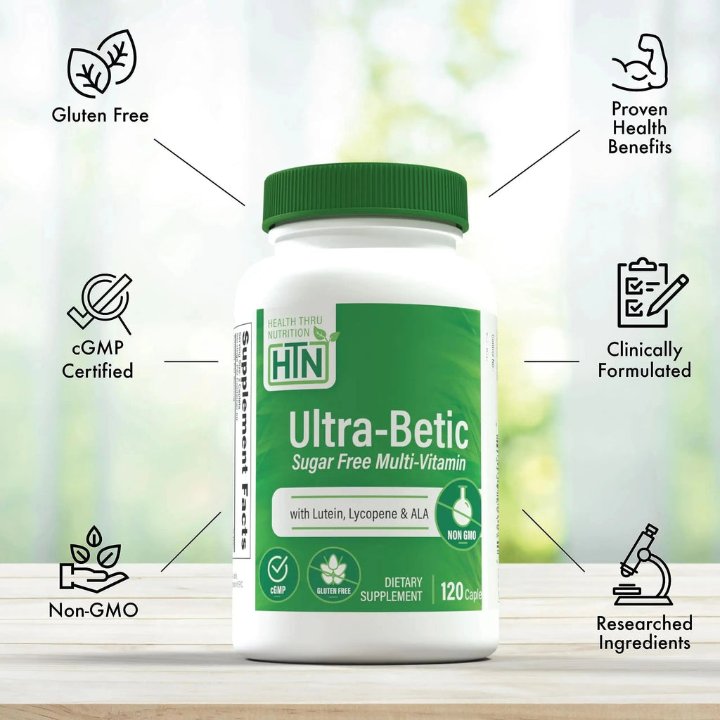 Health Thru Nutrition Ultra-Betic Multivitamin 120 Count | Supports Nerve, Vision, Energy | with ALA, Lycopene | Health Thru Nutrition Au supplements