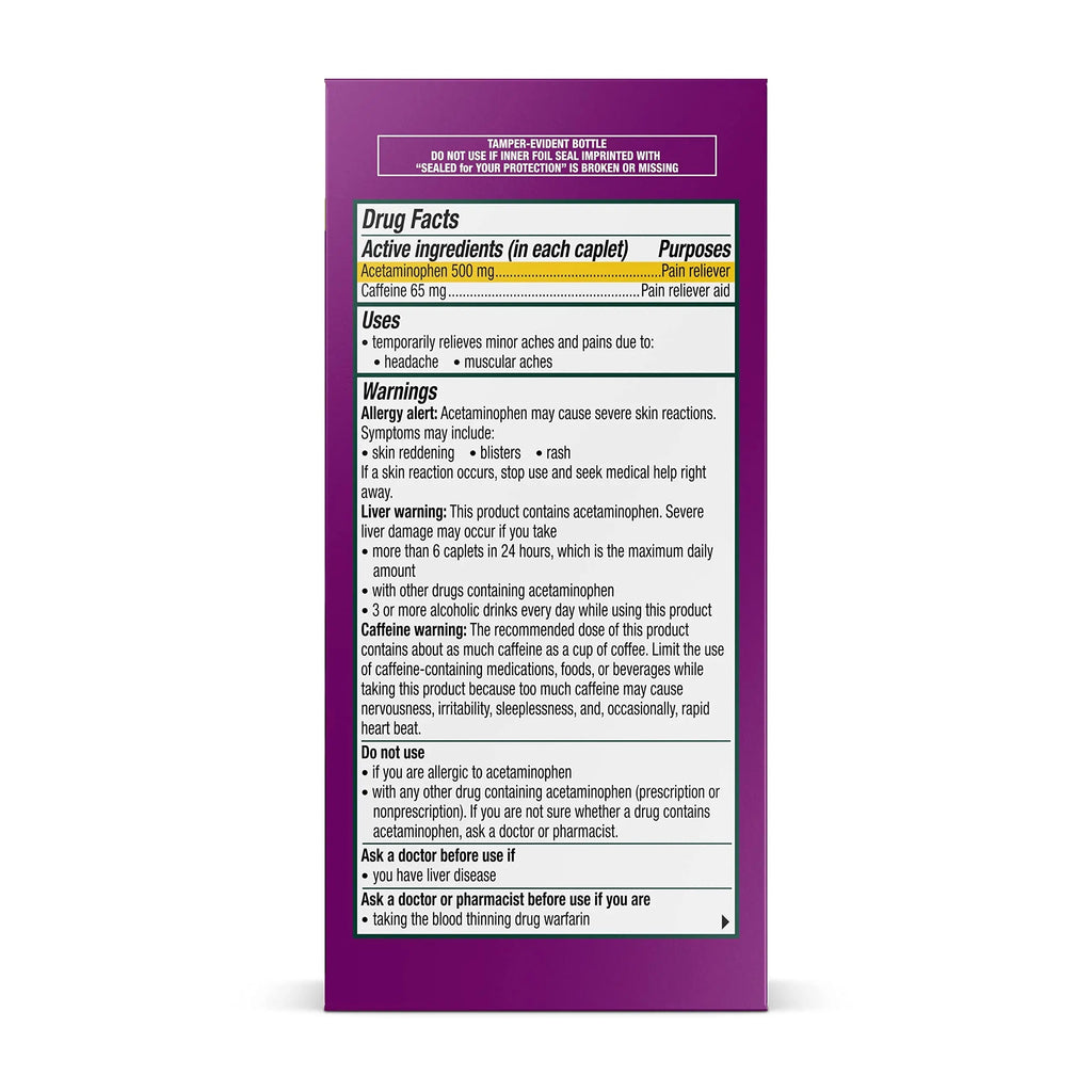 Excedrin Tension Headache Relief Caplets Without Aspirin for Head, Neck and Shoulder Pain Relief - 100 Count Excedrin Au supplements