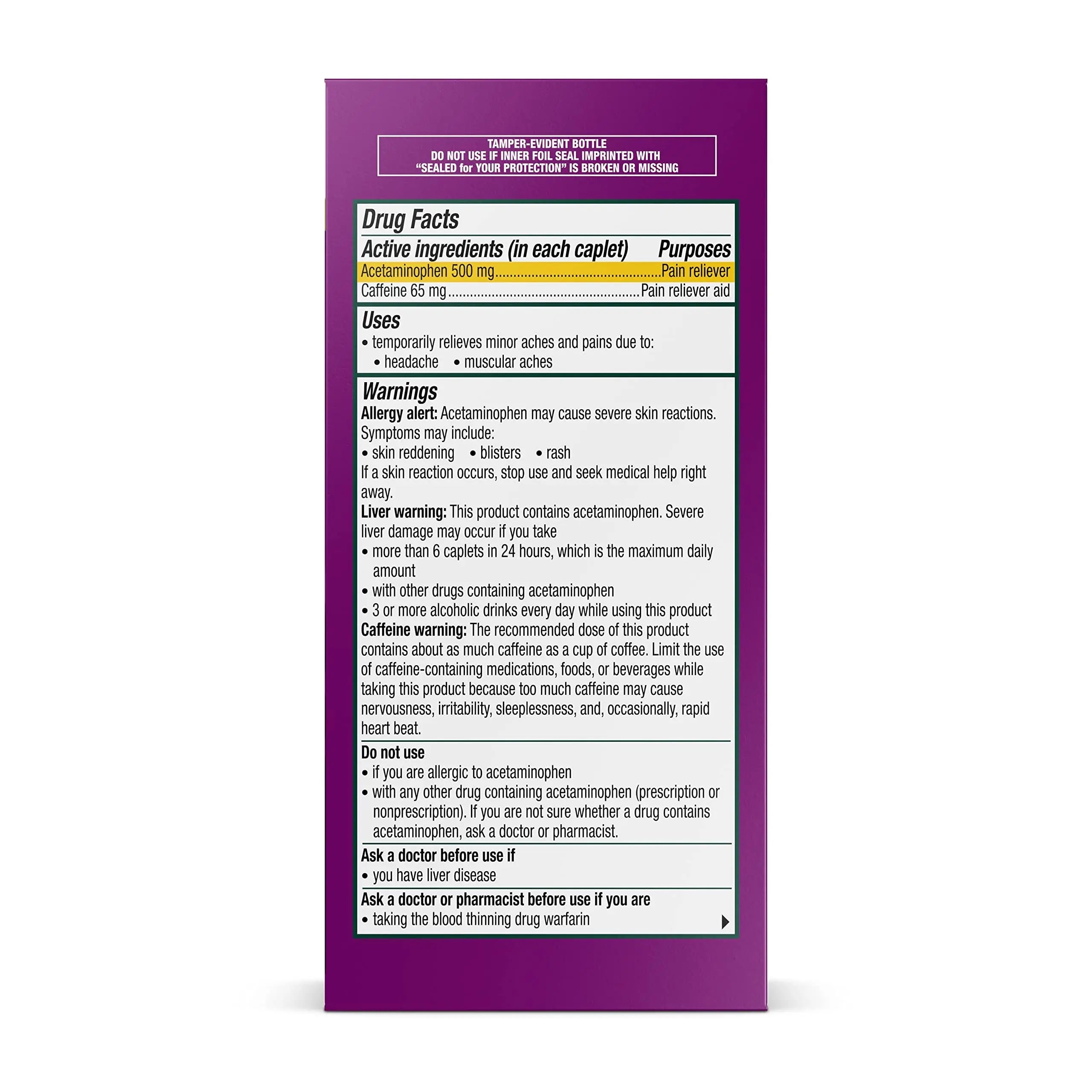 Excedrin Tension Headache Relief Caplets Without Aspirin for Head, Neck and Shoulder Pain Relief - 100 Count Excedrin Au supplements