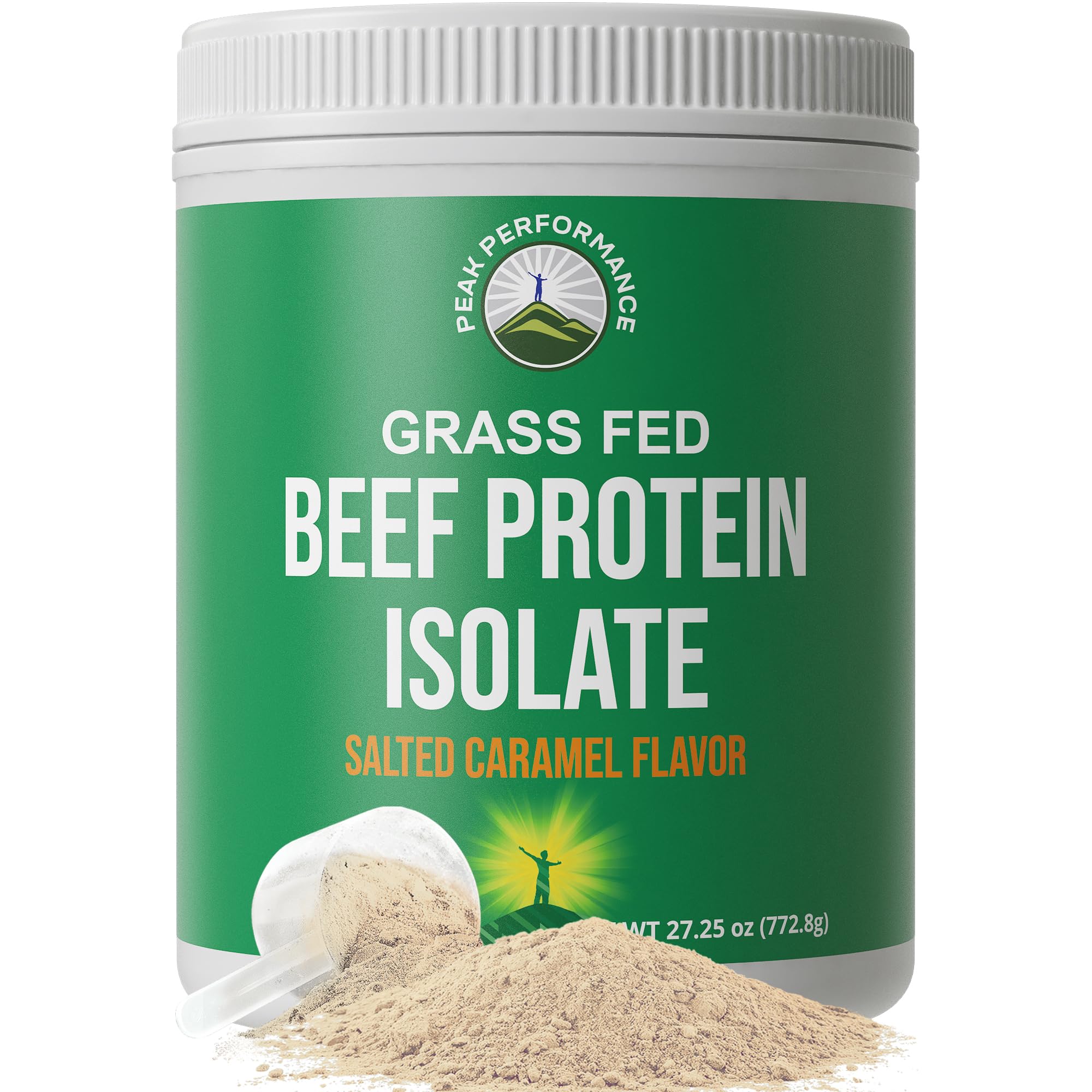 Grass Fed Beef Protein Powder - Lactose Free Great Tasting Beef Protein Isolate. Complete Animal Based Non Dairy Paleo Carnivore Supplement for Prime Muscle Building. No Whey. Salted Caramel Flavor Peak Performance Au supplements
