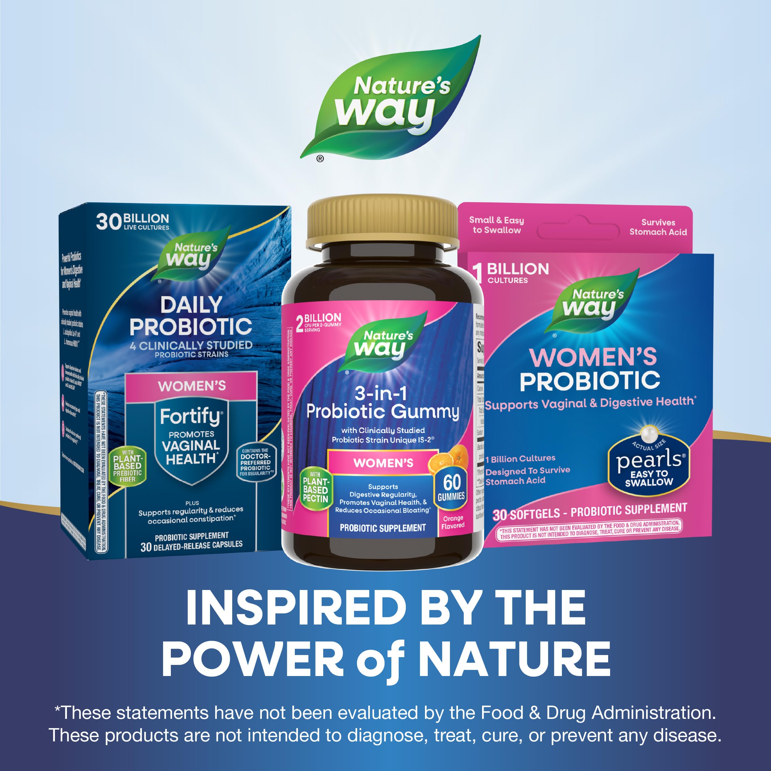 Nature’s Way 3-in-1 Women’s Probiotic Gummies, Reduces Occasional Bloating*, Supports Digestive & Vaginal Health*, Clinically Studied Probiotic Strain, Gluten Free, Orange Flavored, 60 Gummies Nature's Way Au supplements