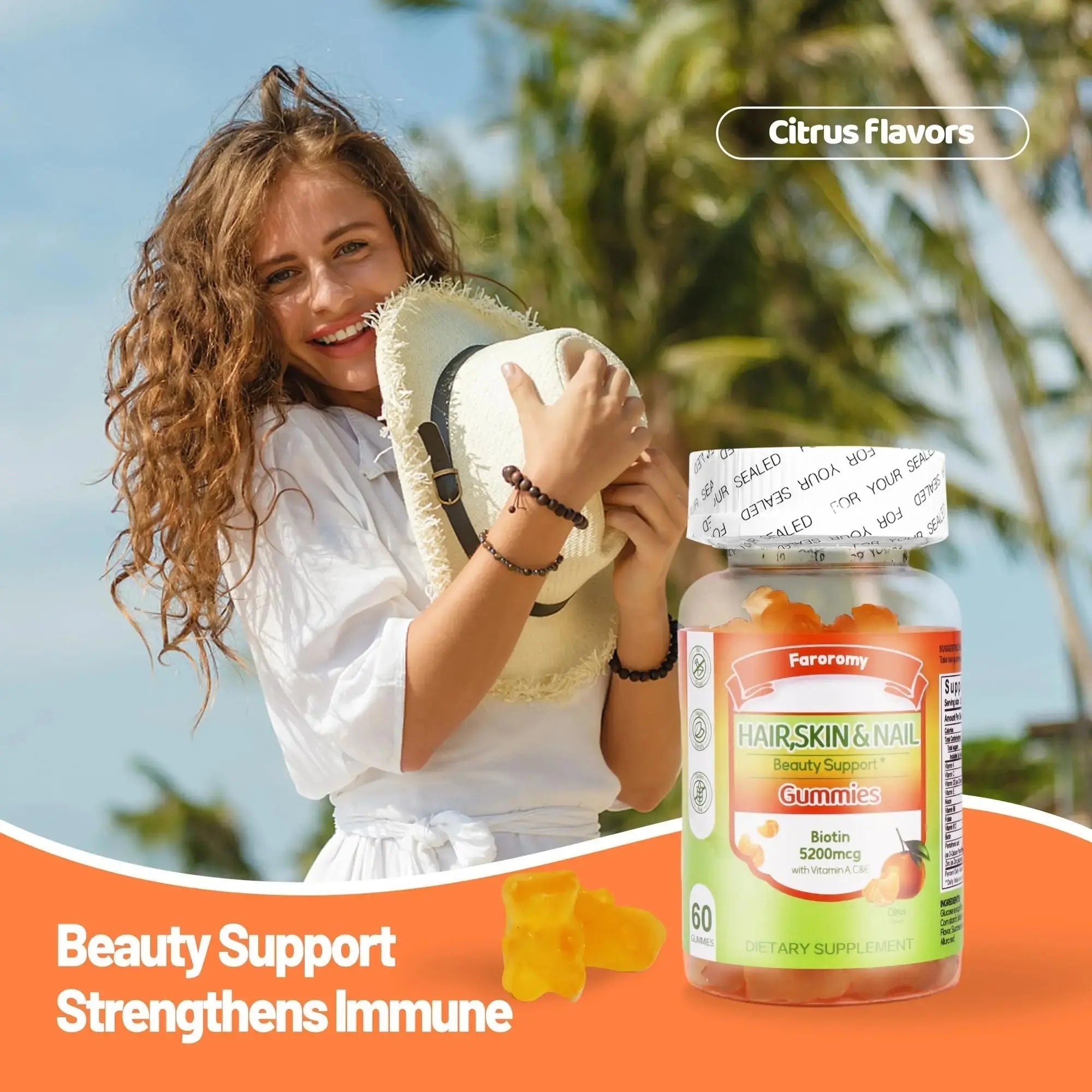 Faroromy Multivitamin Gummies for Adult 5200mcg Biotin, Citrus Flavored Daily Multivitamins with Vitamins A, C, D3, E, B6 and B12 Faroromy Au supplements