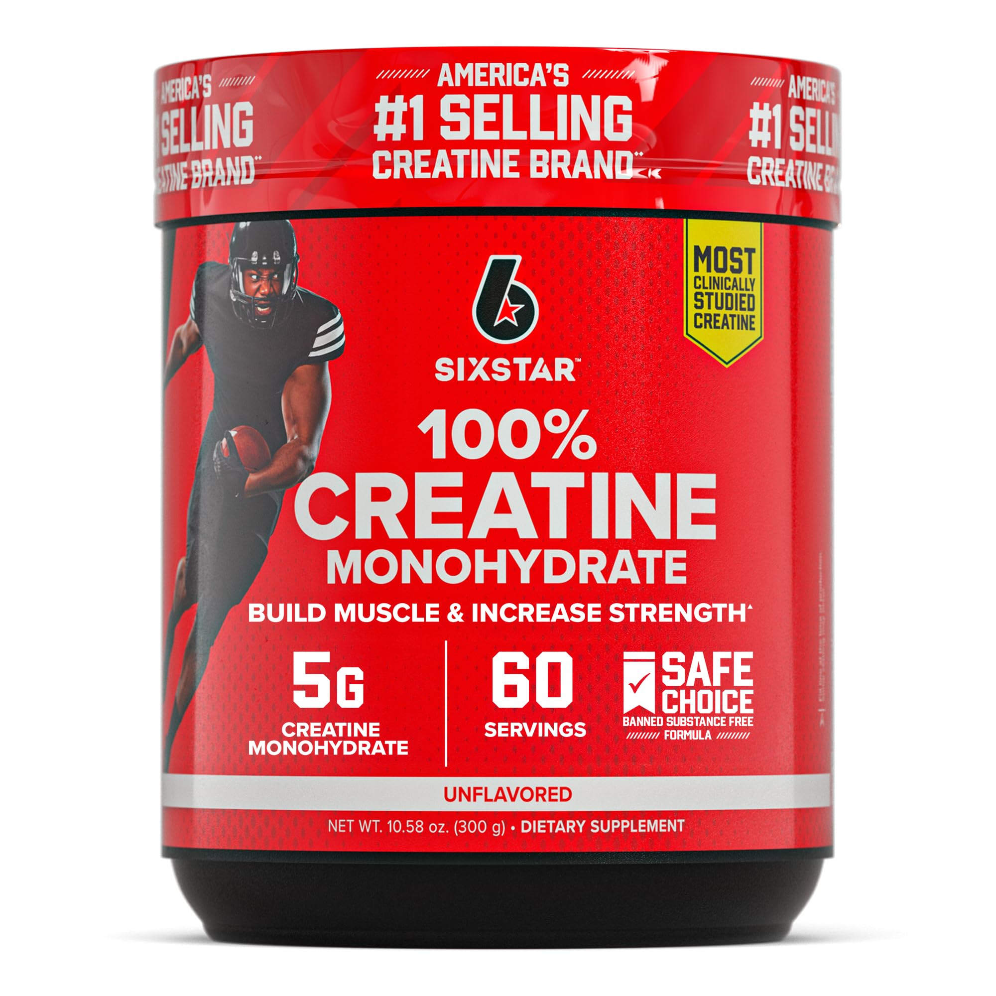 Six Star 100% Creatine Monohydrate Powder - Unflavored Micronized Creatine Monohydrate Supplement for Workout Performance, Muscle Building & Strength