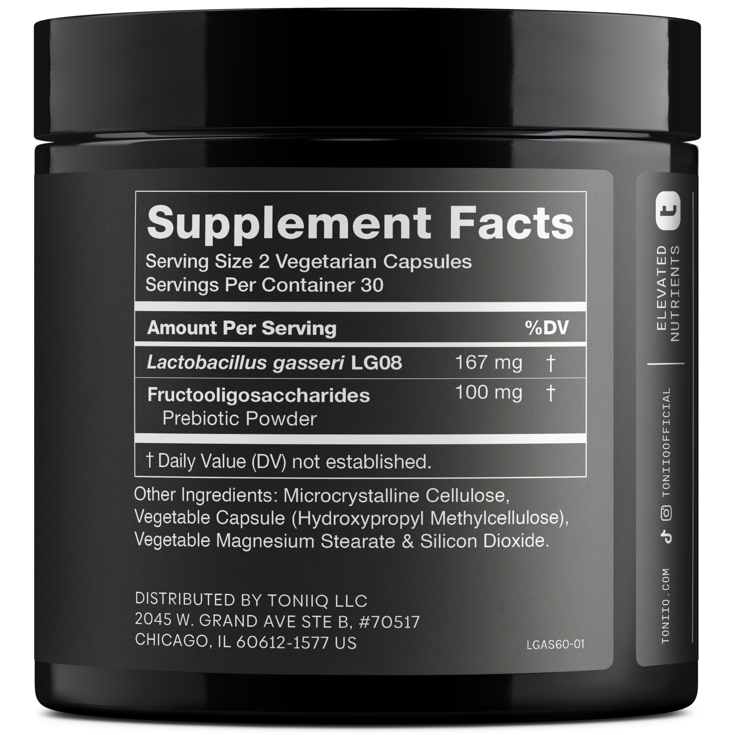 Lactobacillus Gasseri - Ultra High Strength 50 Billion CFU - Delayed Release Capsules - Made with Prebiotic Inulin Fiber - Supports Digestive Health & Gut Flora - Third-Party Lab Tested - 60 Capsules Toniiq Au supplements