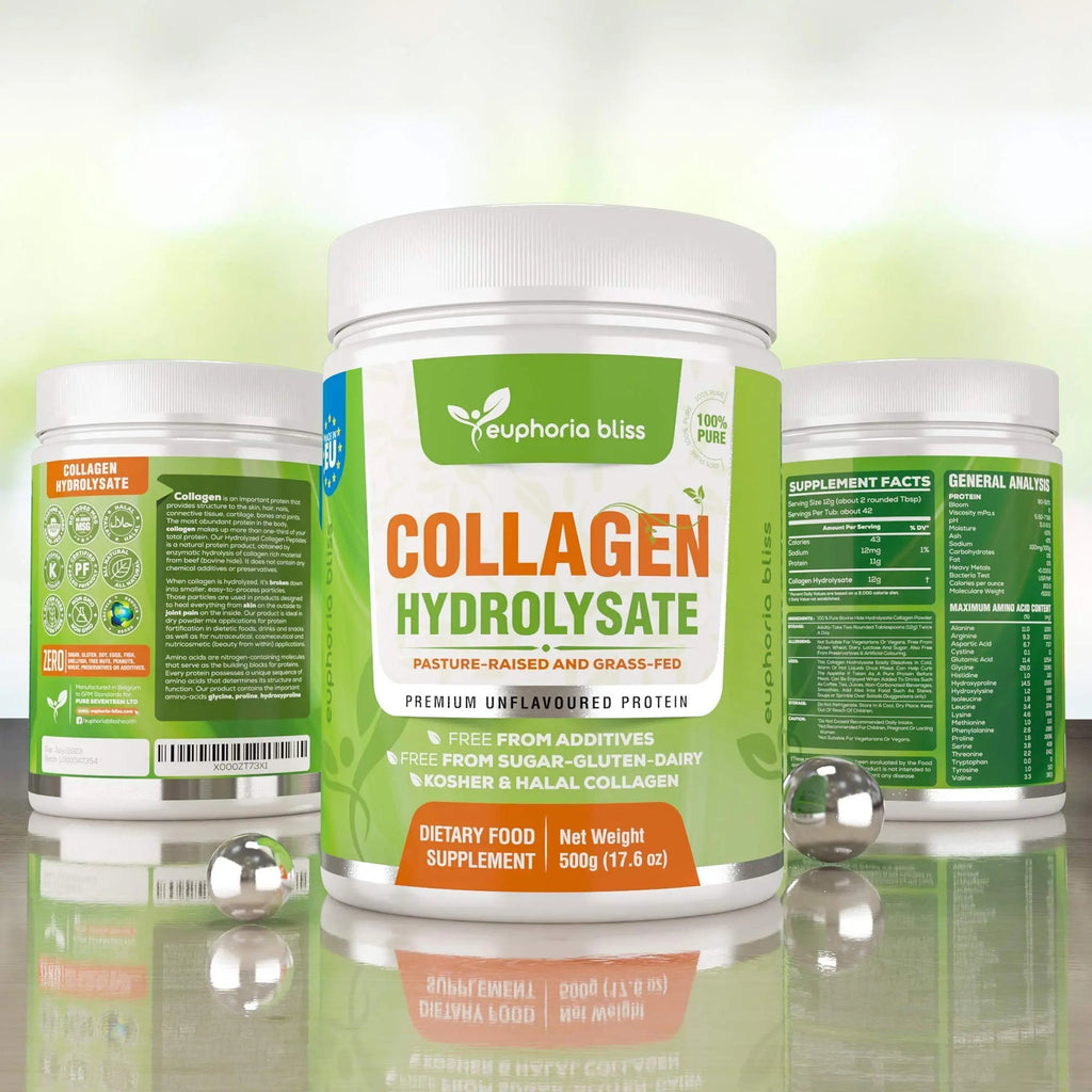Premium Collagen Powder 500g Unflavoured High Grade Hydrolysed Collagen Joints, Bones, Gut, Wrinkles, Hair, Skin, Nails, Pain, Injury, Sleep, Fitness, Keto Euphoria Bliss Au supplements