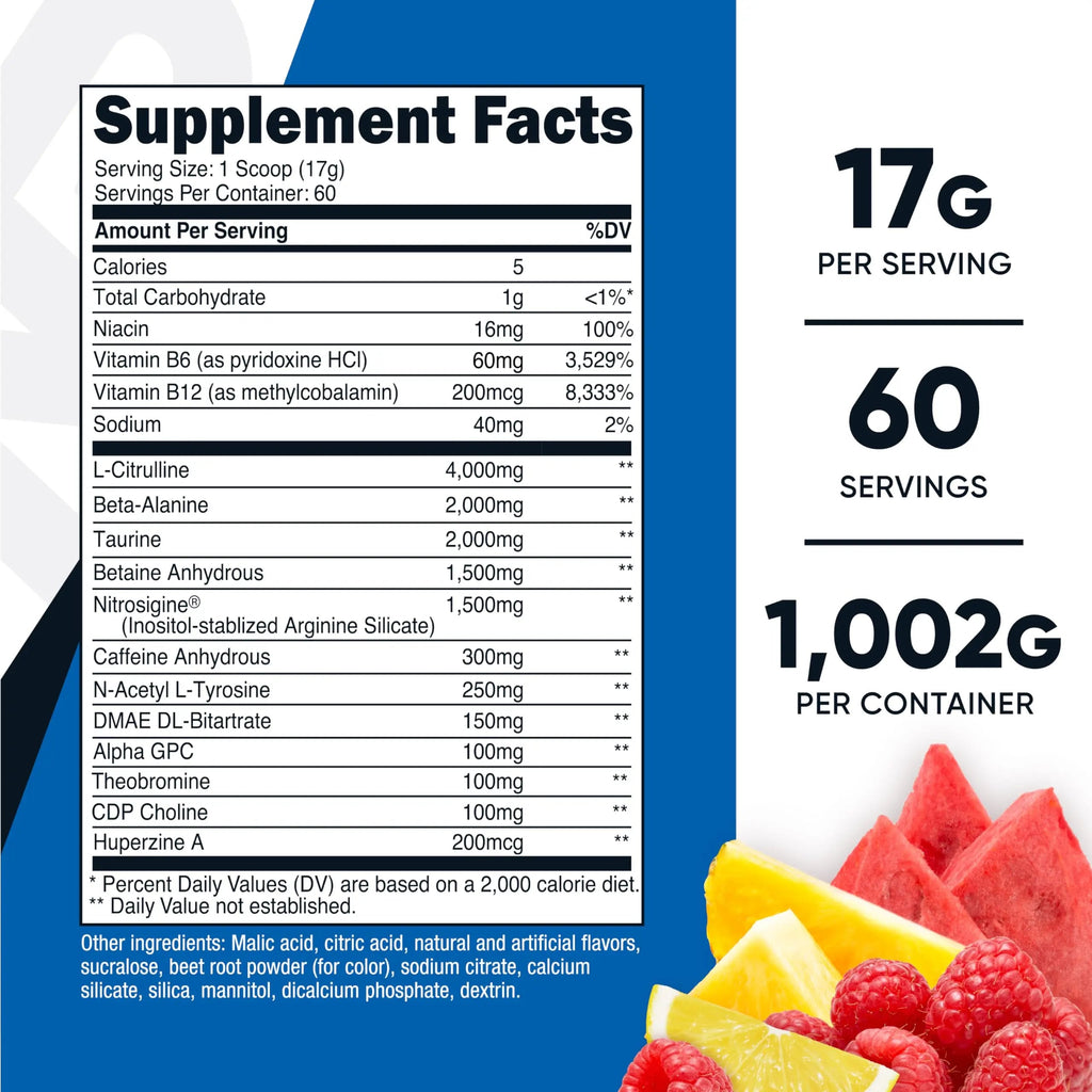 Nutricost Pre-X Xtreme Pre-Workout Complex Powder, Fruit Punch, 60 Servings, Vegetarian, Non-GMO and Gluten Free Nutricost Au supplements