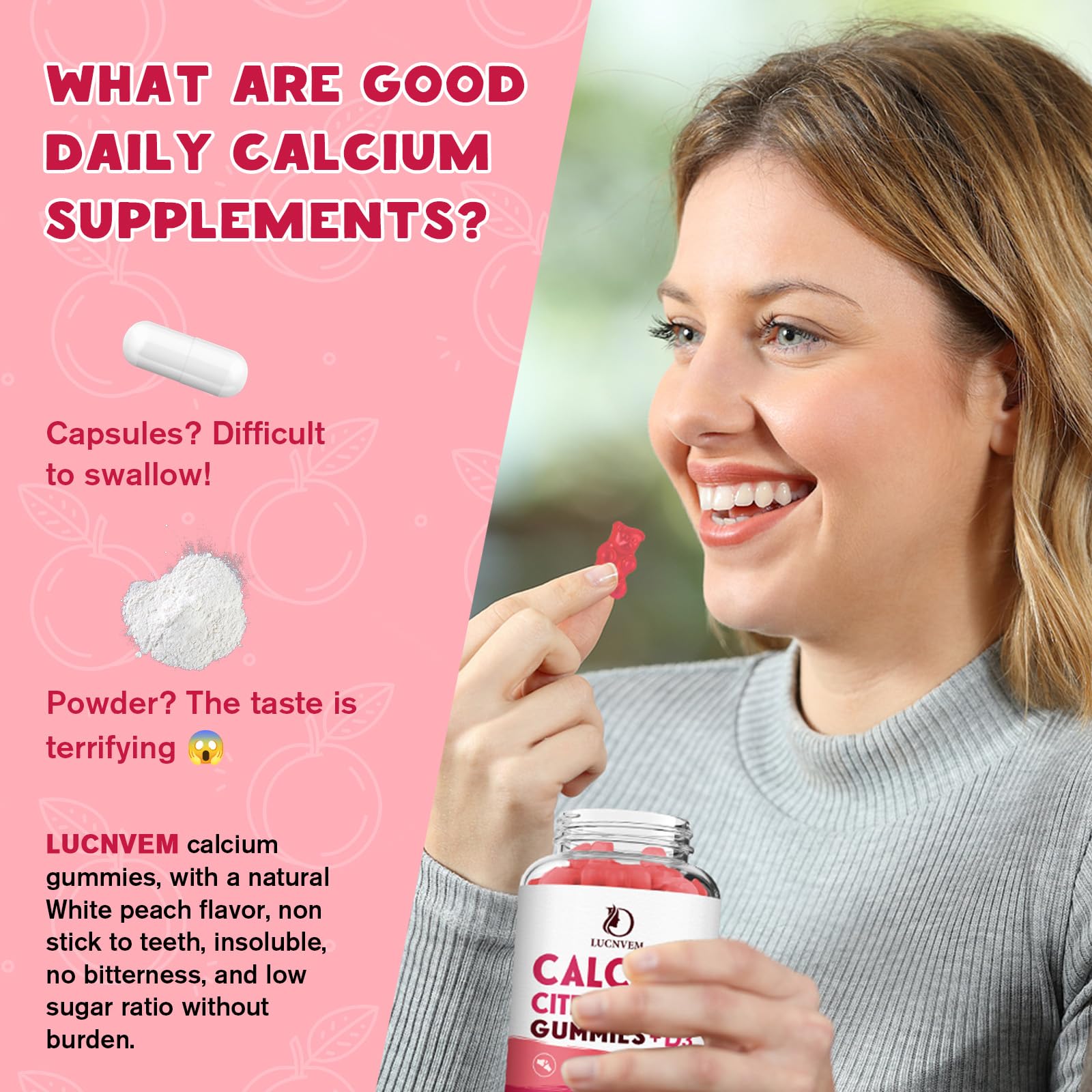 (2 Pack) Calcium Citrate 1200mg with Vitamin D3 Supplements Gummies for Women & Men, Calcium Gummies with Vitamin D3 K2, High Absorption