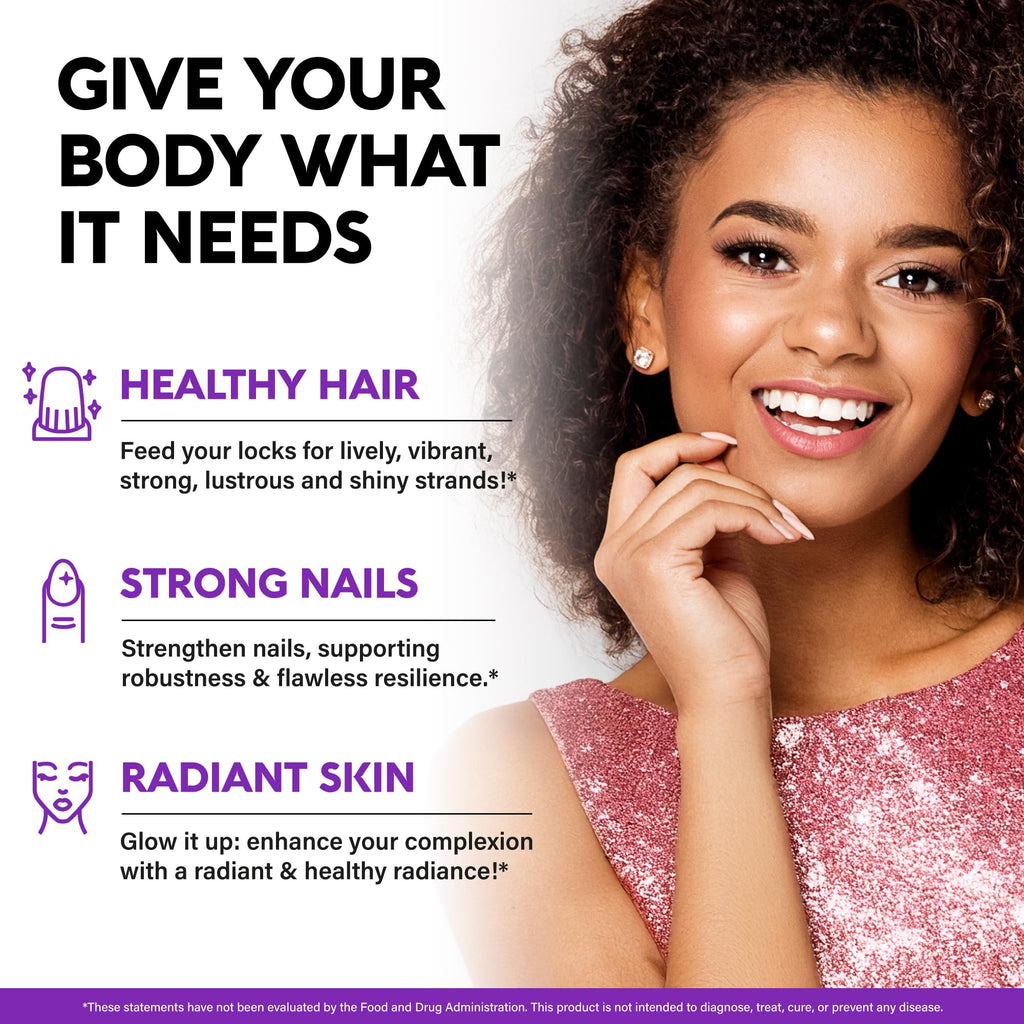 Biotin Gummies with Collagen - Hair Growth Support Skin, & Nail Strength - for Women & Men - Biotin 10000mcg | Keratin | Hyaluronic Acid | B-Complex | Saw Palmetto