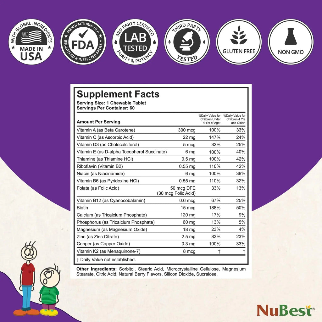 NuBest Tall Kids - Multivitamins & Minerals for Age 2 to 9 - Bone Strength & Immunity Support - Helps Kids, Toddlers Healthy NuBest Au supplements