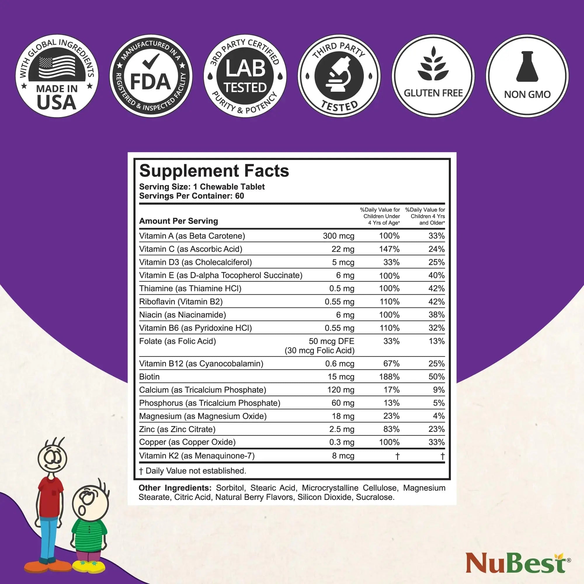 NuBest Tall Kids - Multivitamins & Minerals for Age 2 to 9 - Bone Strength & Immunity Support - Helps Kids, Toddlers Healthy NuBest Au supplements