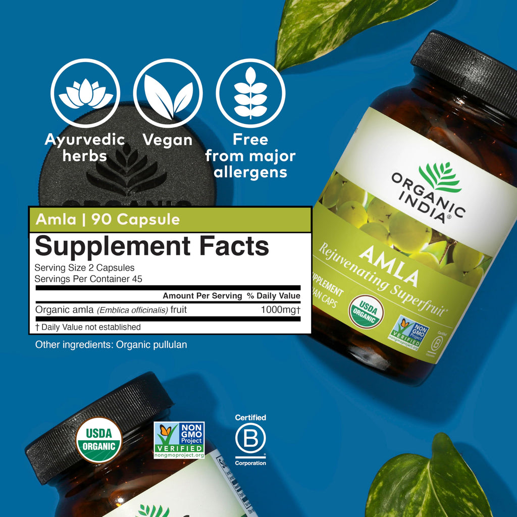 ORGANIC INDIA Amalaki Herbal Vitamin Supplement - Immune Support, Vitamin C, Vegan, Gluten-Free, Kosher, Ayurvedic, Antioxidant