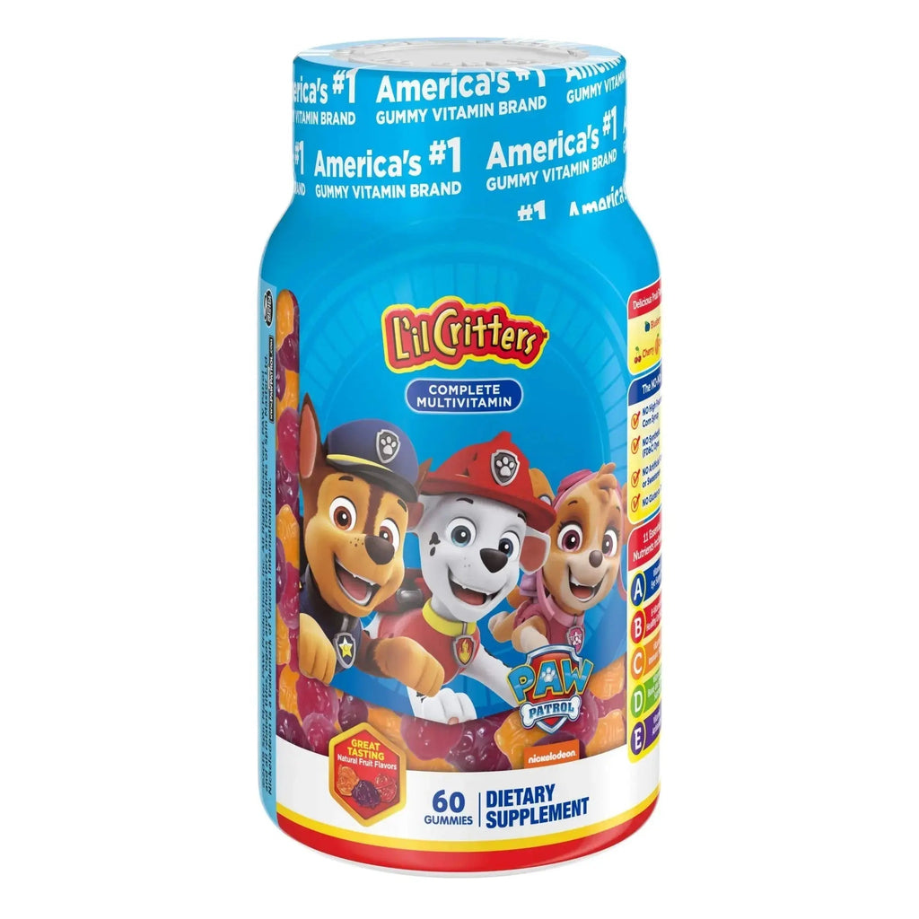 L'il Critters Paw Patrol Gummy Vites Daily Gummy Multivitamin for Kids, 60 Gummies and Pampers Baby Clean Wipes, 1 Flip-Top Pack (72 Wipes) Lil Critters Au supplements