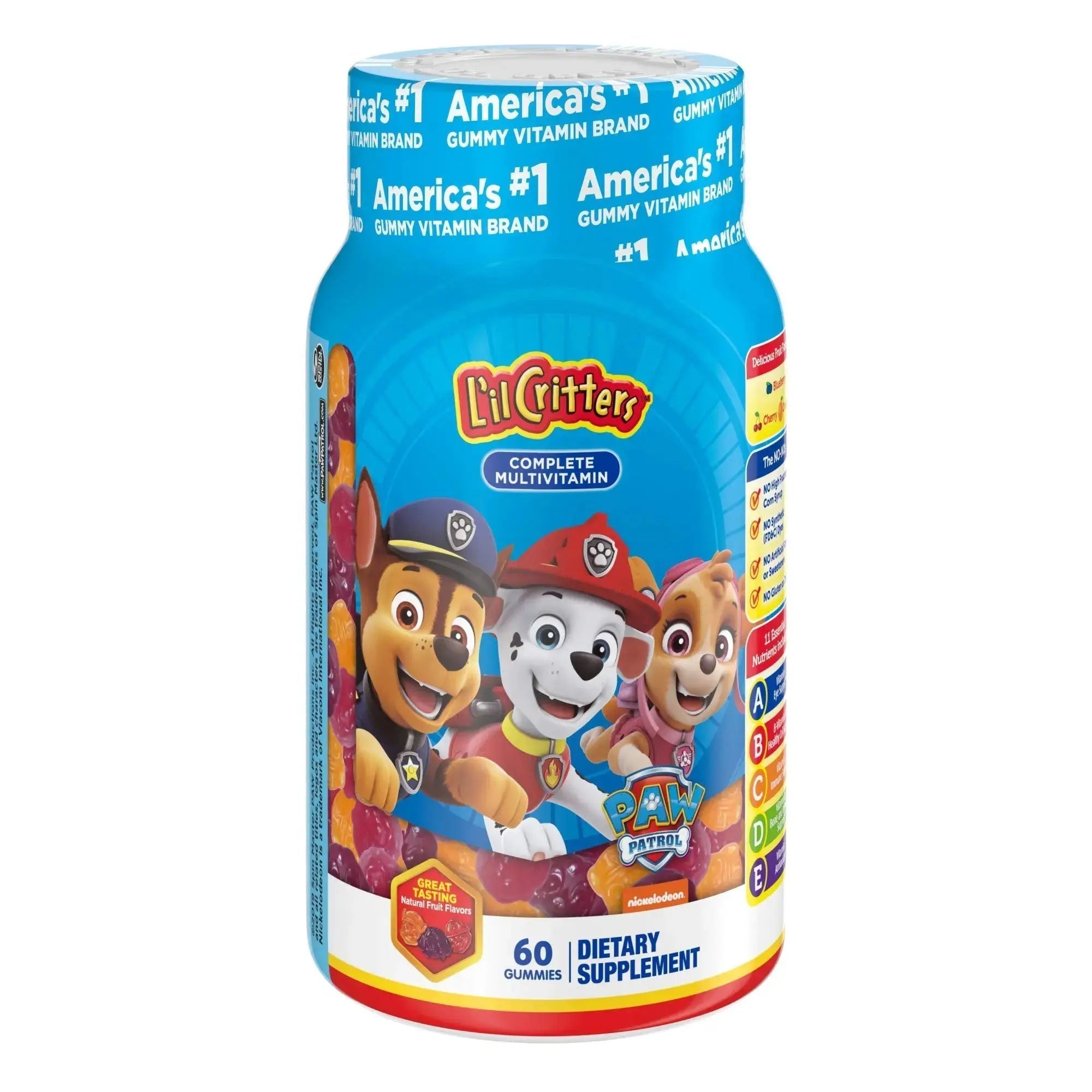 L'il Critters Paw Patrol Gummy Vites Daily Gummy Multivitamin for Kids, 60 Gummies and Pampers Baby Clean Wipes, 1 Flip-Top Pack (72 Wipes) Lil Critters Au supplements
