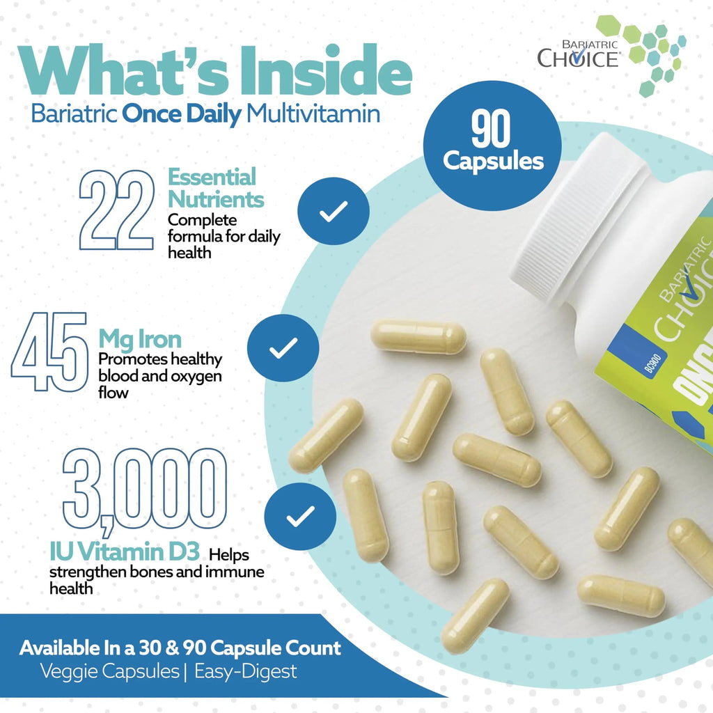 Bariatric Choice Once-Daily Bariatric Multivitamin with 45 mg of Iron | Easy to Swallow Capsule | Vitamin for Bariatric Surgery Patients Bariatric Choice Au supplements