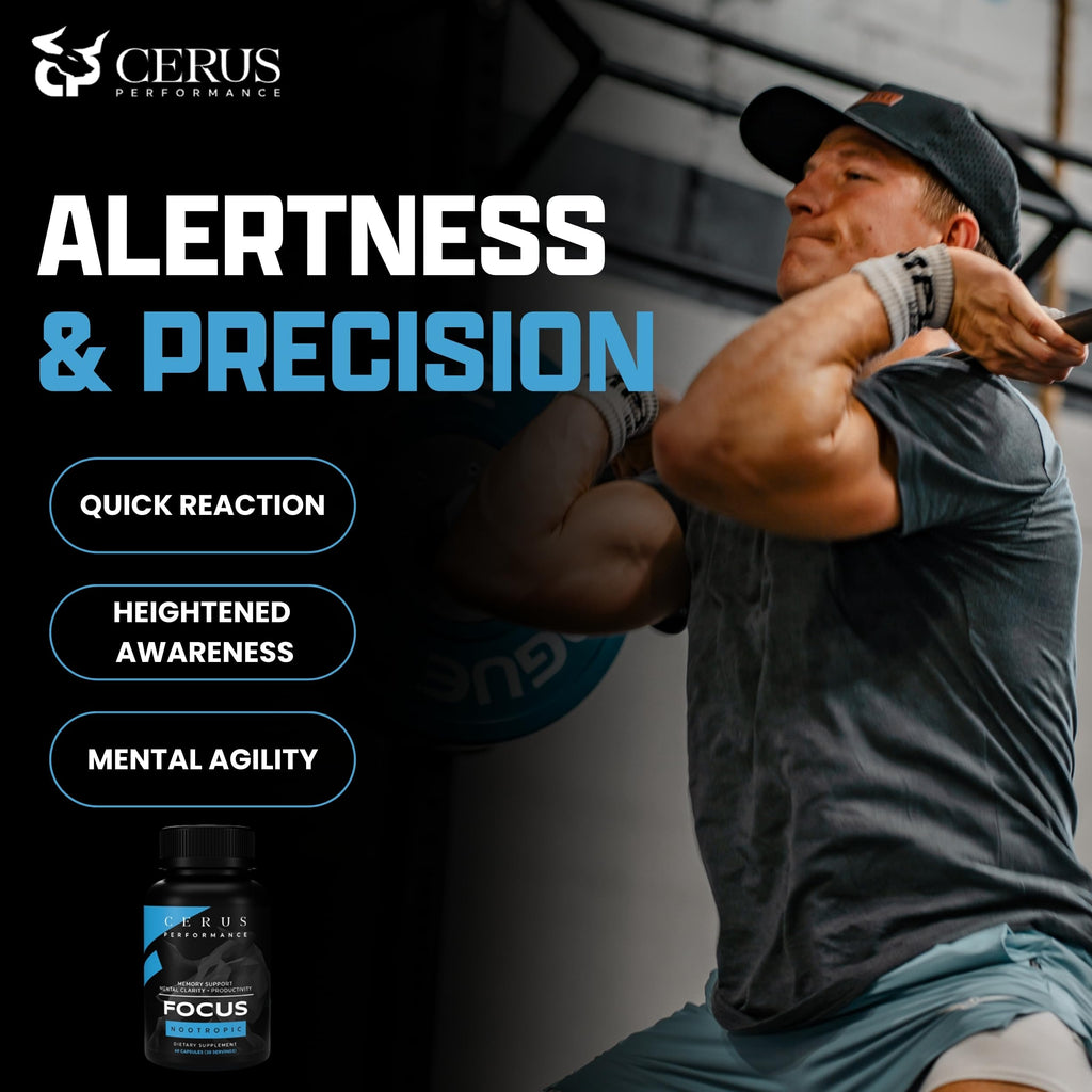 Cerus Performance Focus Nootropic Supplement - Enhances Mental Clarity, Boosts Memory & Cognitive Function, Improves Alertness - Ideal for Athletes & Fitness Enthusiasts - 60 Capsules Cerus Au supplements