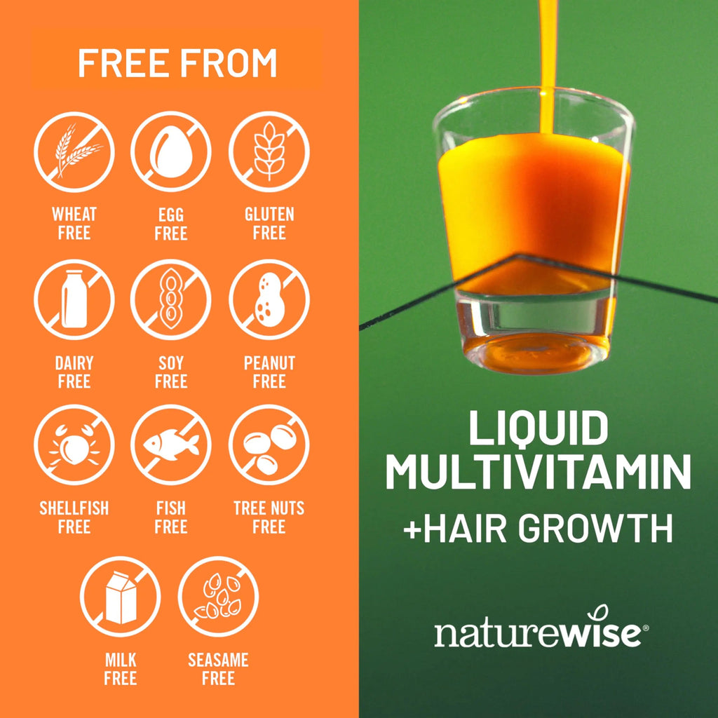 NatureWise Liquid Multivitamin Hair Growth for Women & Men + Tocogaia® for Hair Growth & Skin Elasticity Support + Biotin, Vitamin D, E, B NatureWise Au supplements