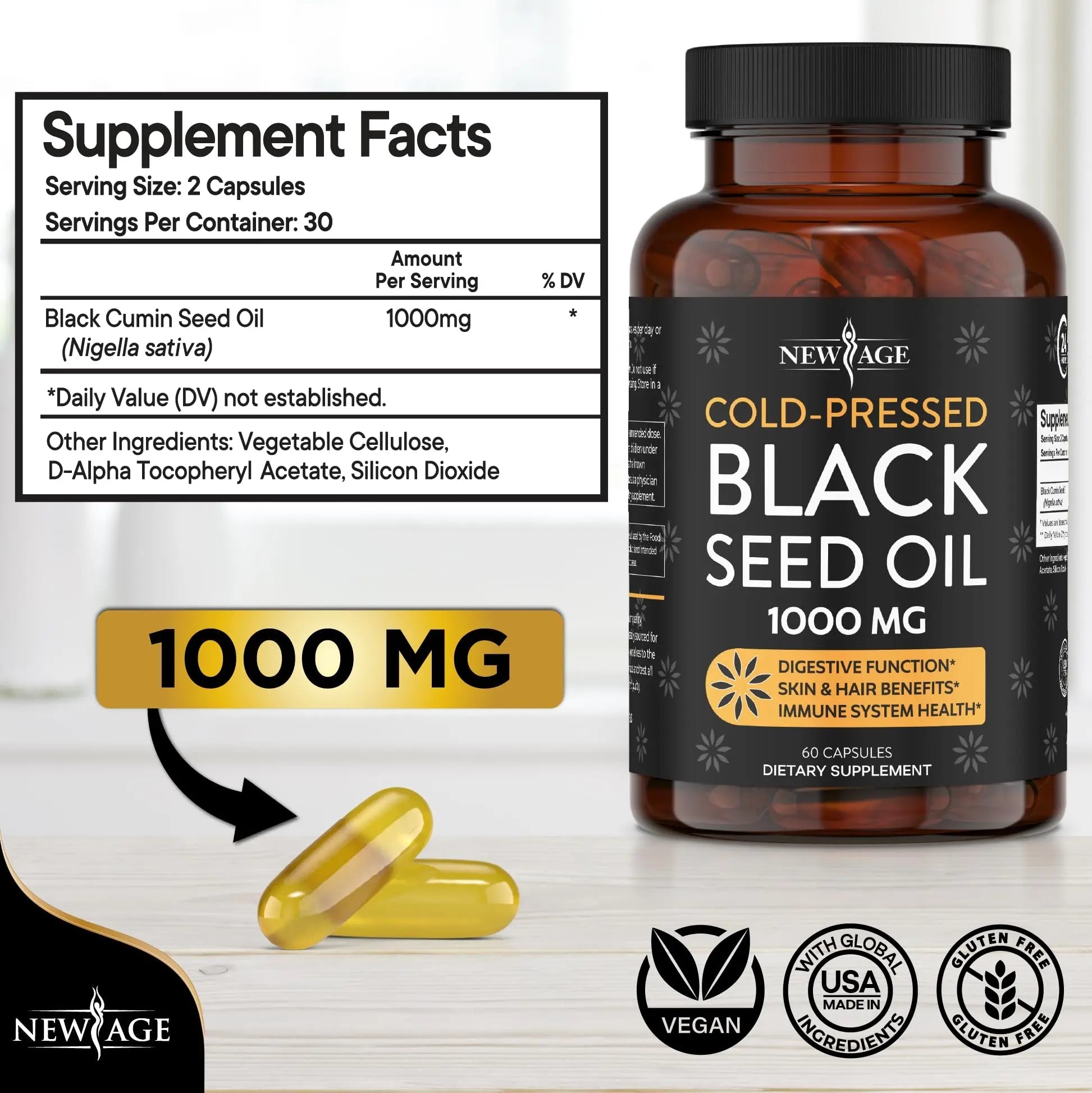 Black Seed Oil Softgel Capsules - Premium Cold-Pressed Nigella Sativa Producing Pure NEW AGE Au supplements