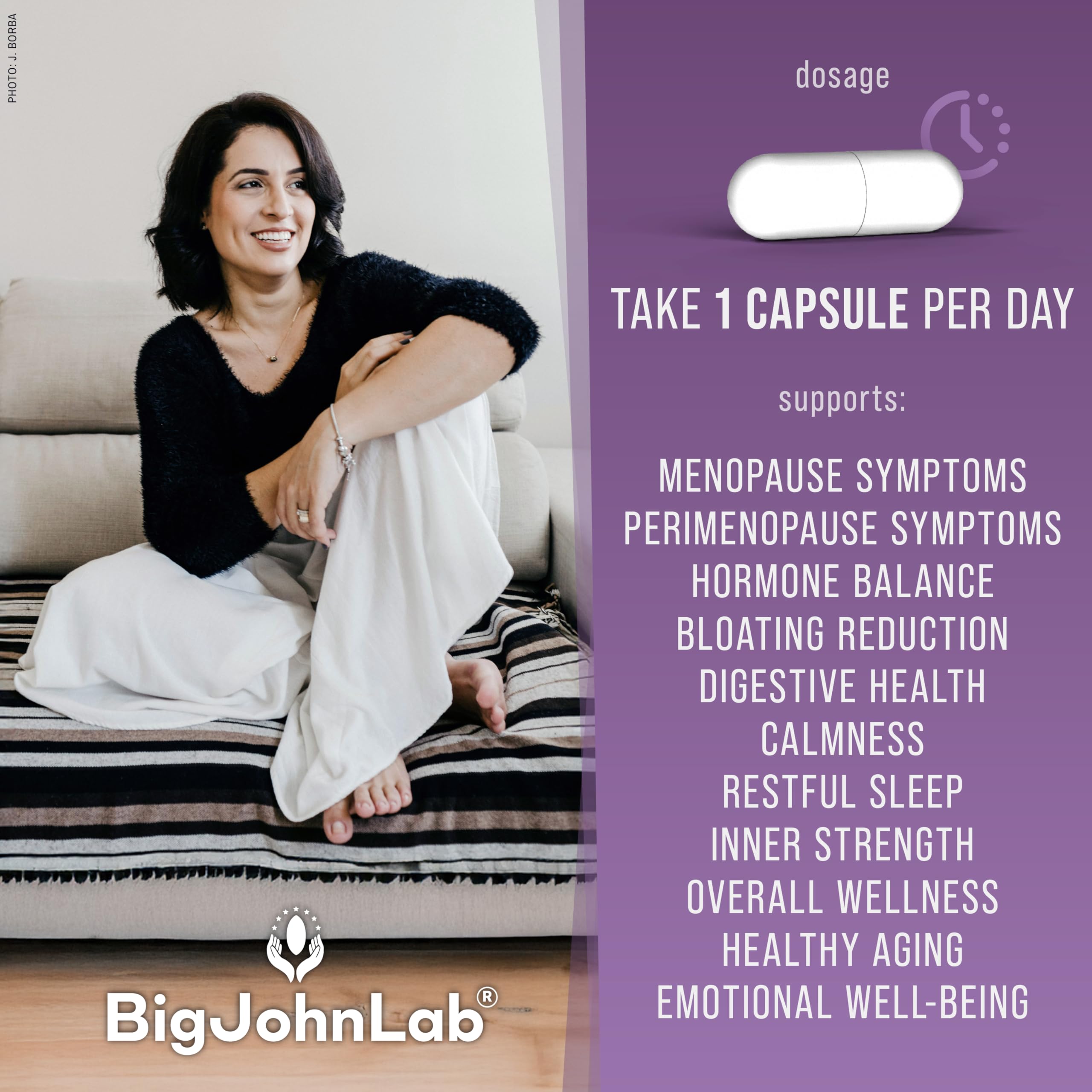 BIGJOHNLAB® - Menopause Total Support – Advanced Probiotic Formula with 5 Strains & 15 Billion CFU, Resveratrol, Black Cohosh, Acacia Fiber, Non-GMO & 100% Vegetarian BIGJOHNLAB Au supplements