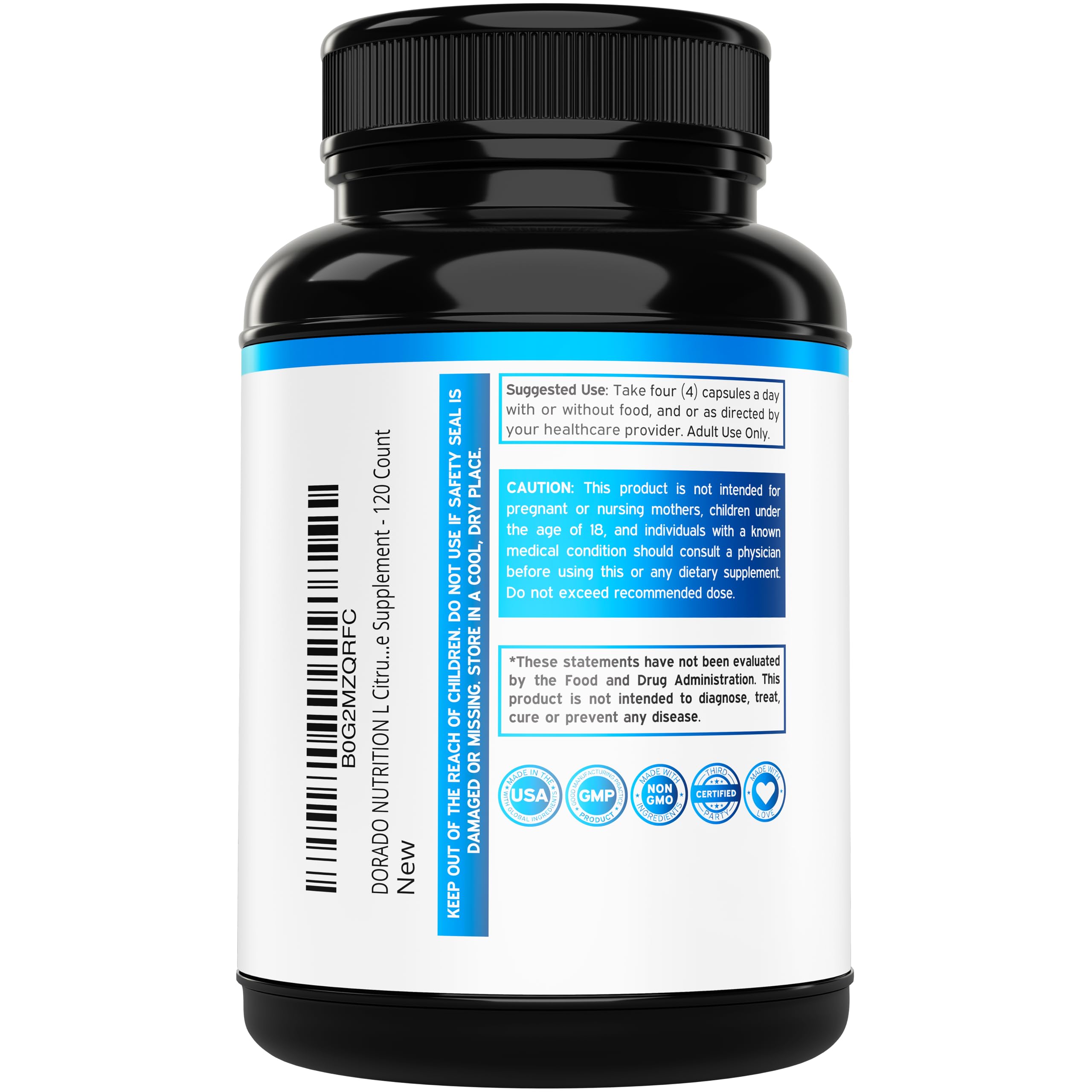 L Citrulline 3000mg Supplement (120 Capsules) Support L Arginine & Nitric Oxide Pills - L-Citrulline For Men & Women - Muscle Recovery & Pump Supplement - 3rd Party Tested