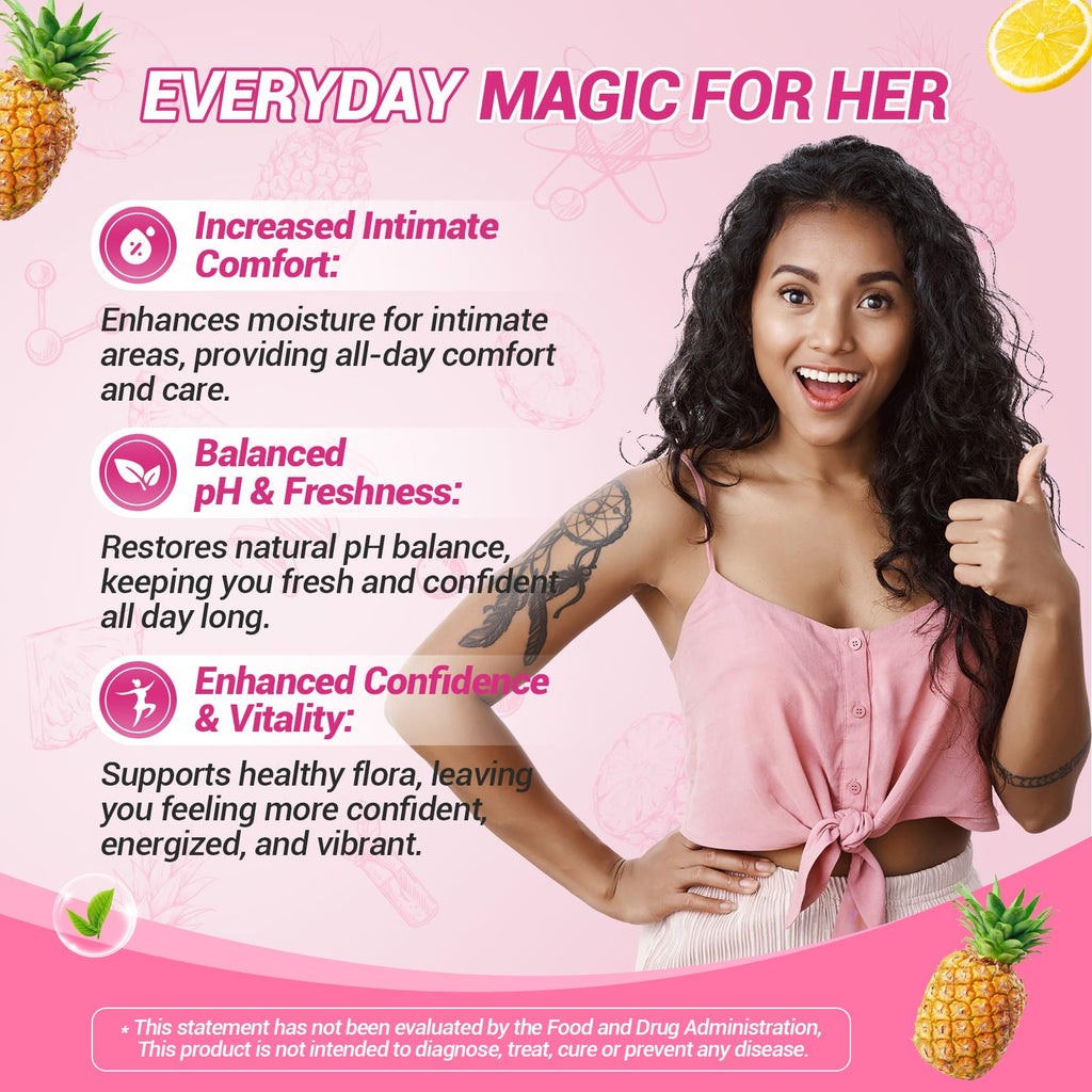 BURMINY Her Juicy Feminine Probiotics Gummies, Premium Feminine Balance Probiotics with Slippery Elm for Women's pH Balance and Freshness – Support Daily Wellness