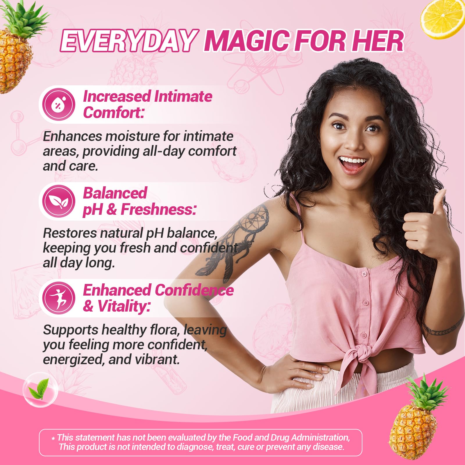 BURMINY Her Juicy Feminine Probiotics Gummies, Premium Feminine Balance Probiotics with Slippery Elm for Women's pH Balance and Freshness – Support Daily Wellness